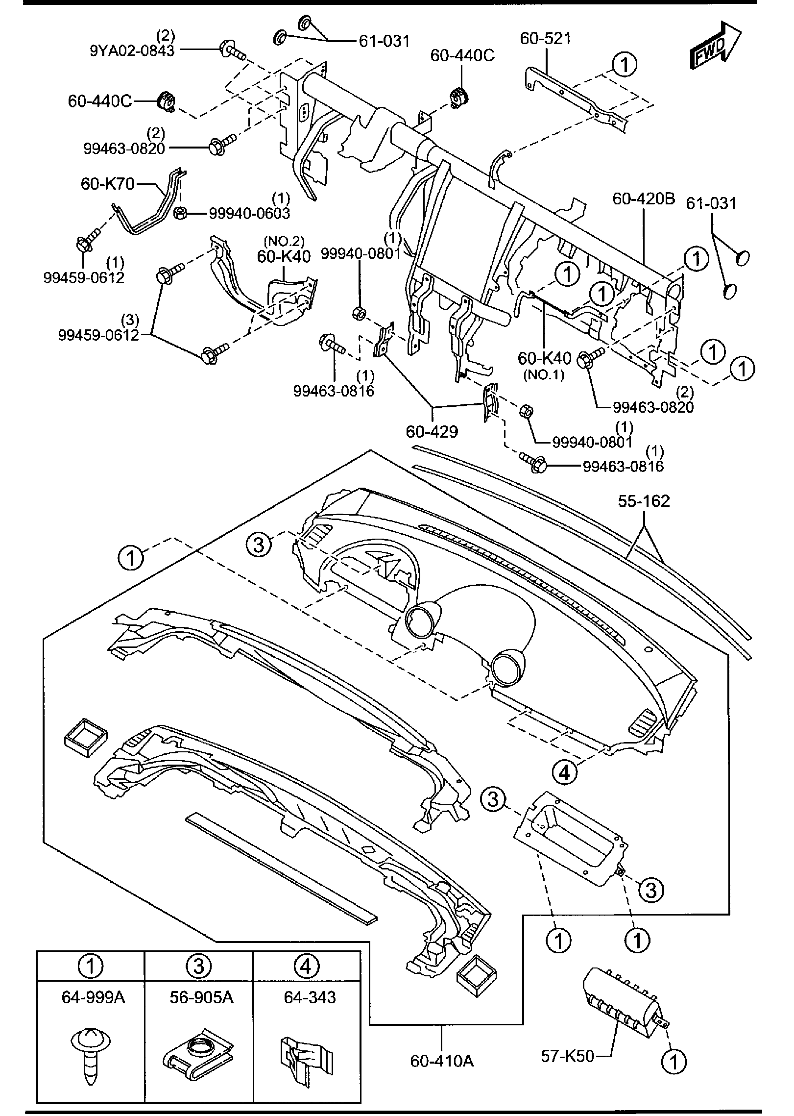 Diagram DASHBOARD & RELATED PARTS for your 2021 Mazda CX-5  Signature 