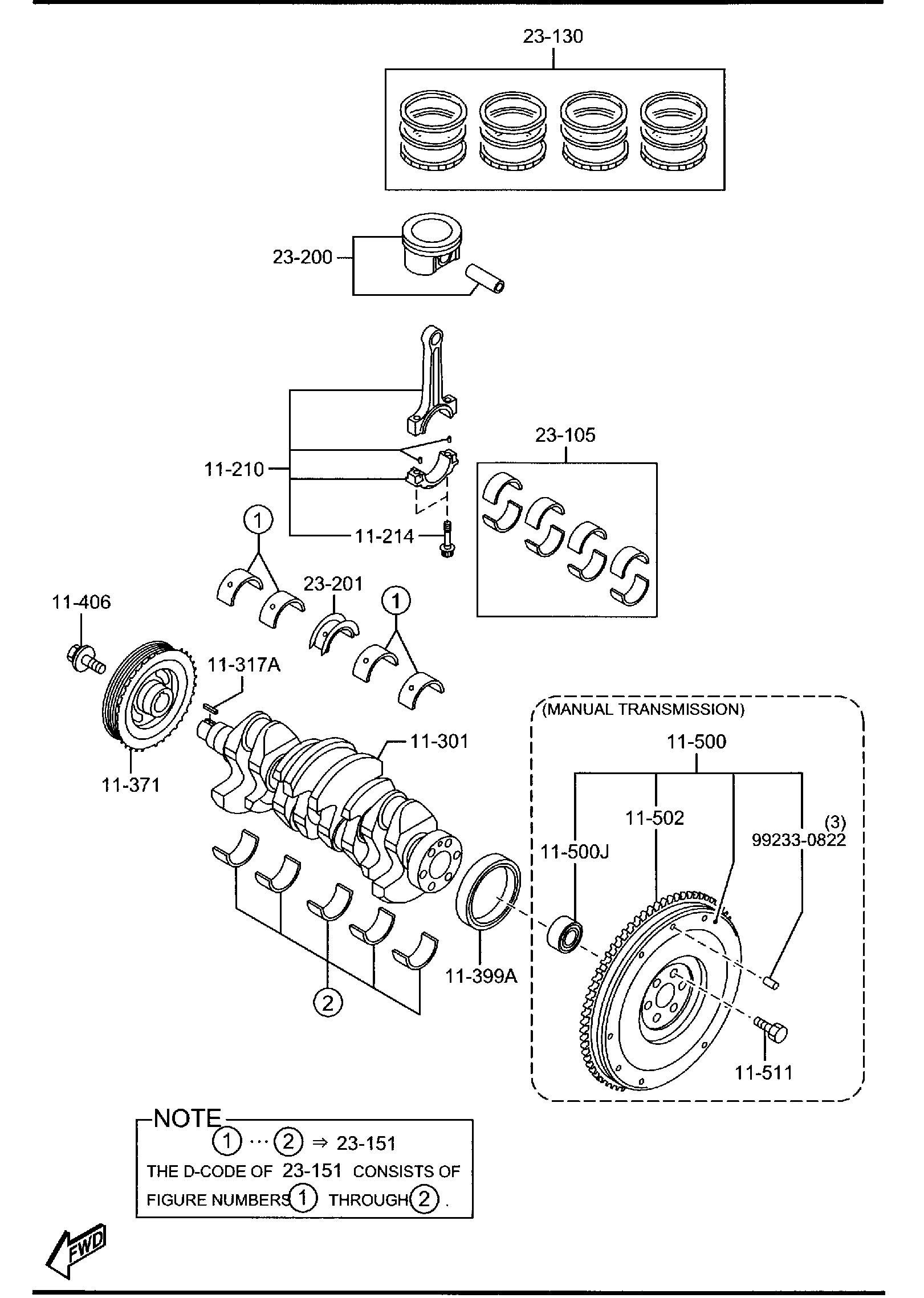 Diagram PISTON, CRANKSHAFT & FLYWHEEL for your 2009 Mazda MX-5 Miata   