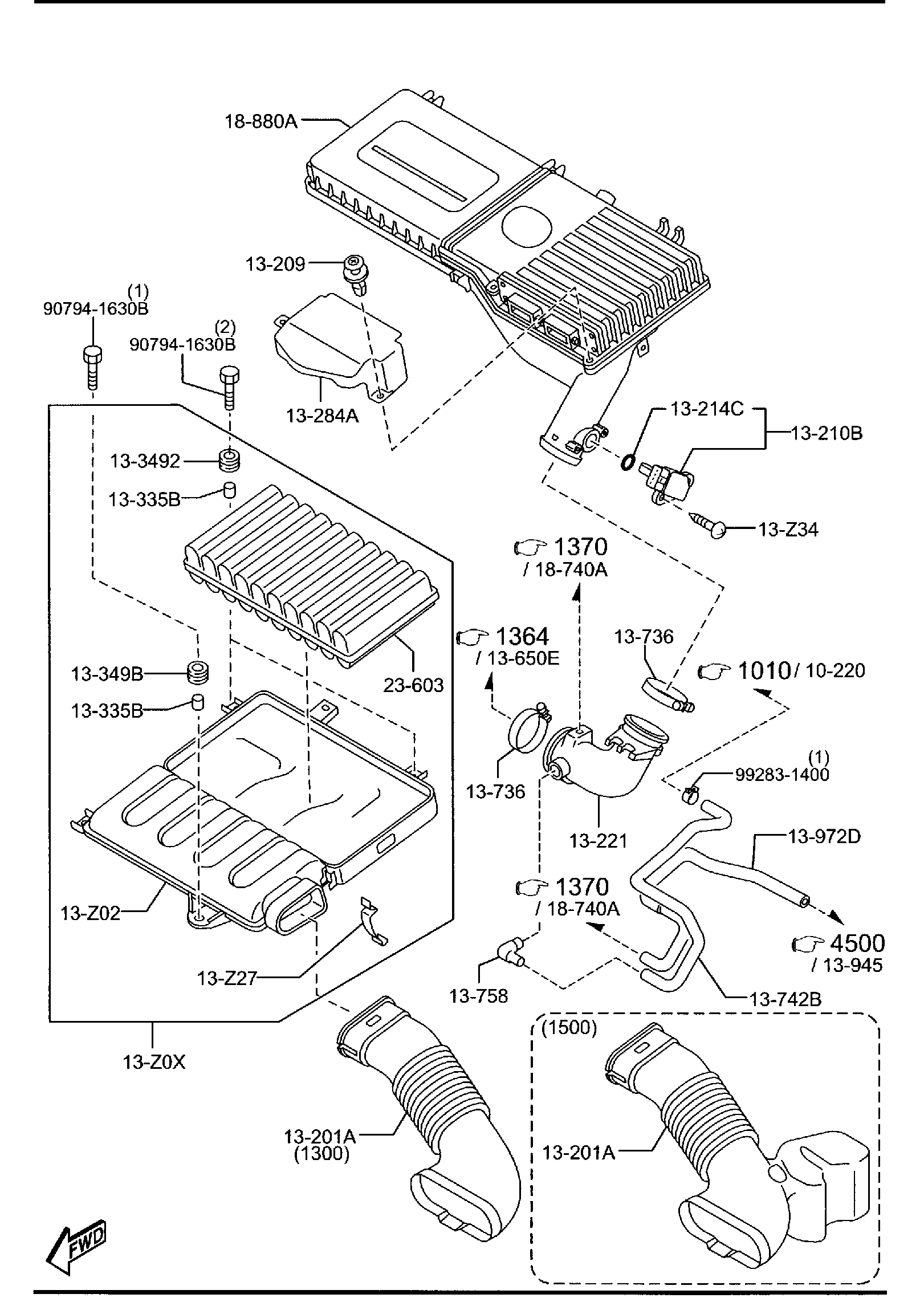 Diagram AIR CLEANER for your Mazda