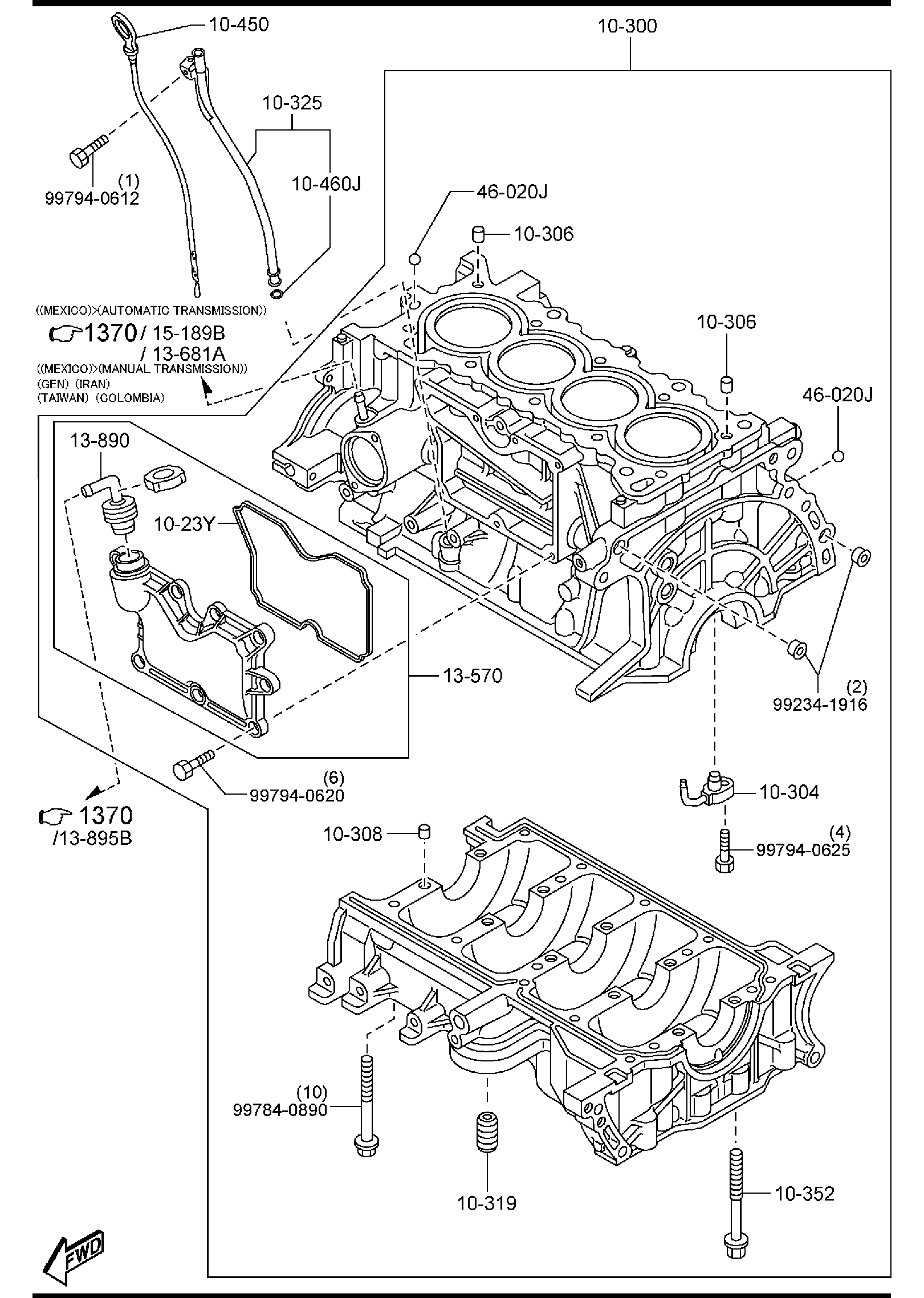 Diagram CYLINDER BLOCK for your 2011 Mazda Tribute   