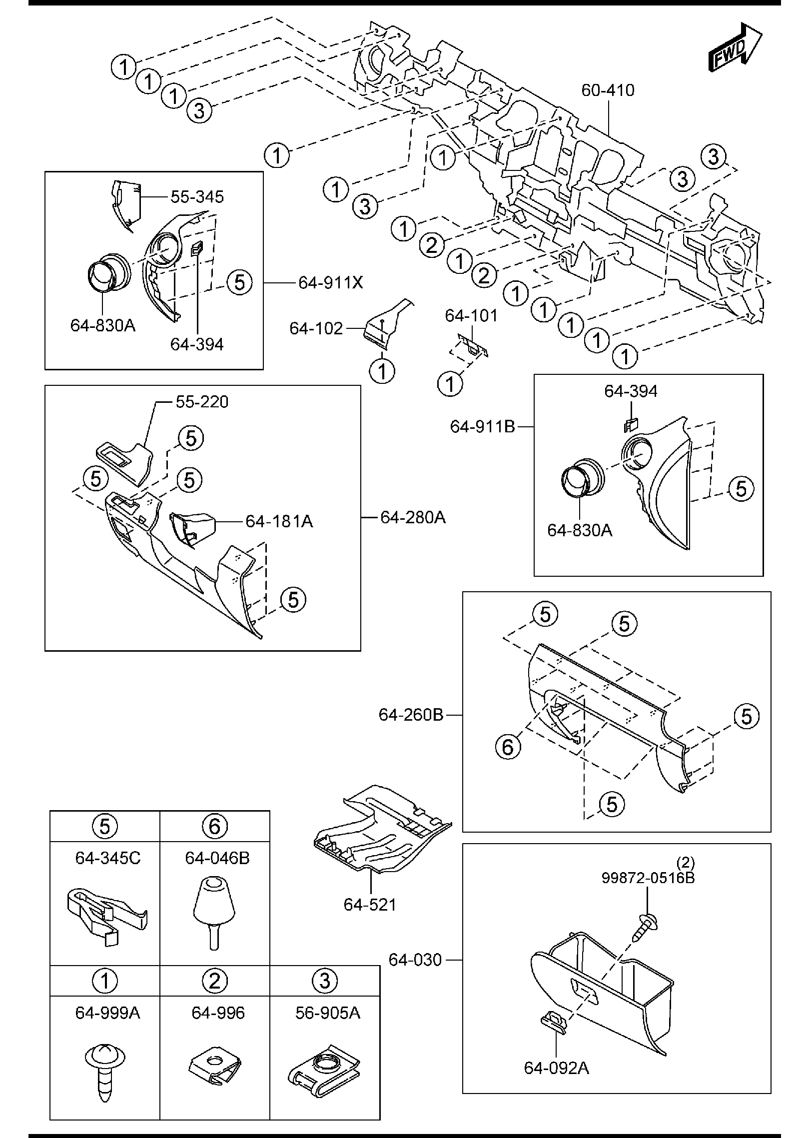 Diagram DASHBOARD & RELATED PARTS for your 2021 Mazda CX-5  Signature 