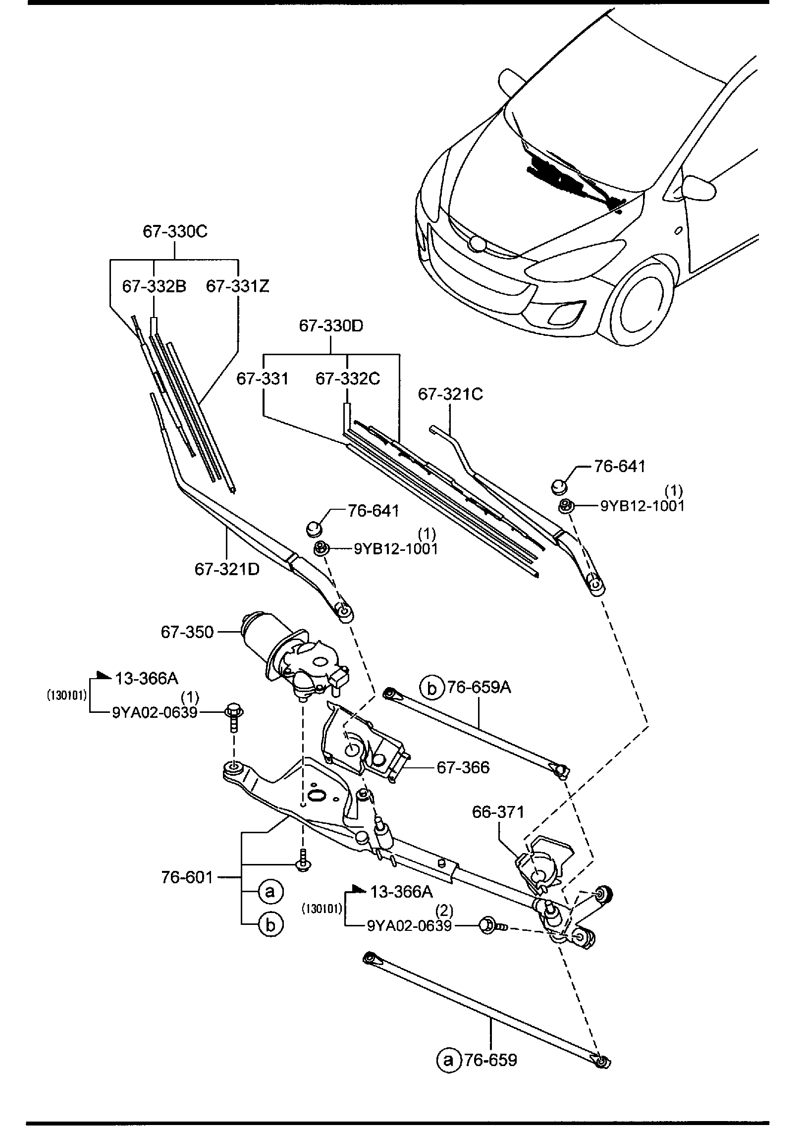 Diagram WINDSHIELD WIPERS for your 2015 Mazda Mazda3 2.0L MT 2WD SEDAN I SV 