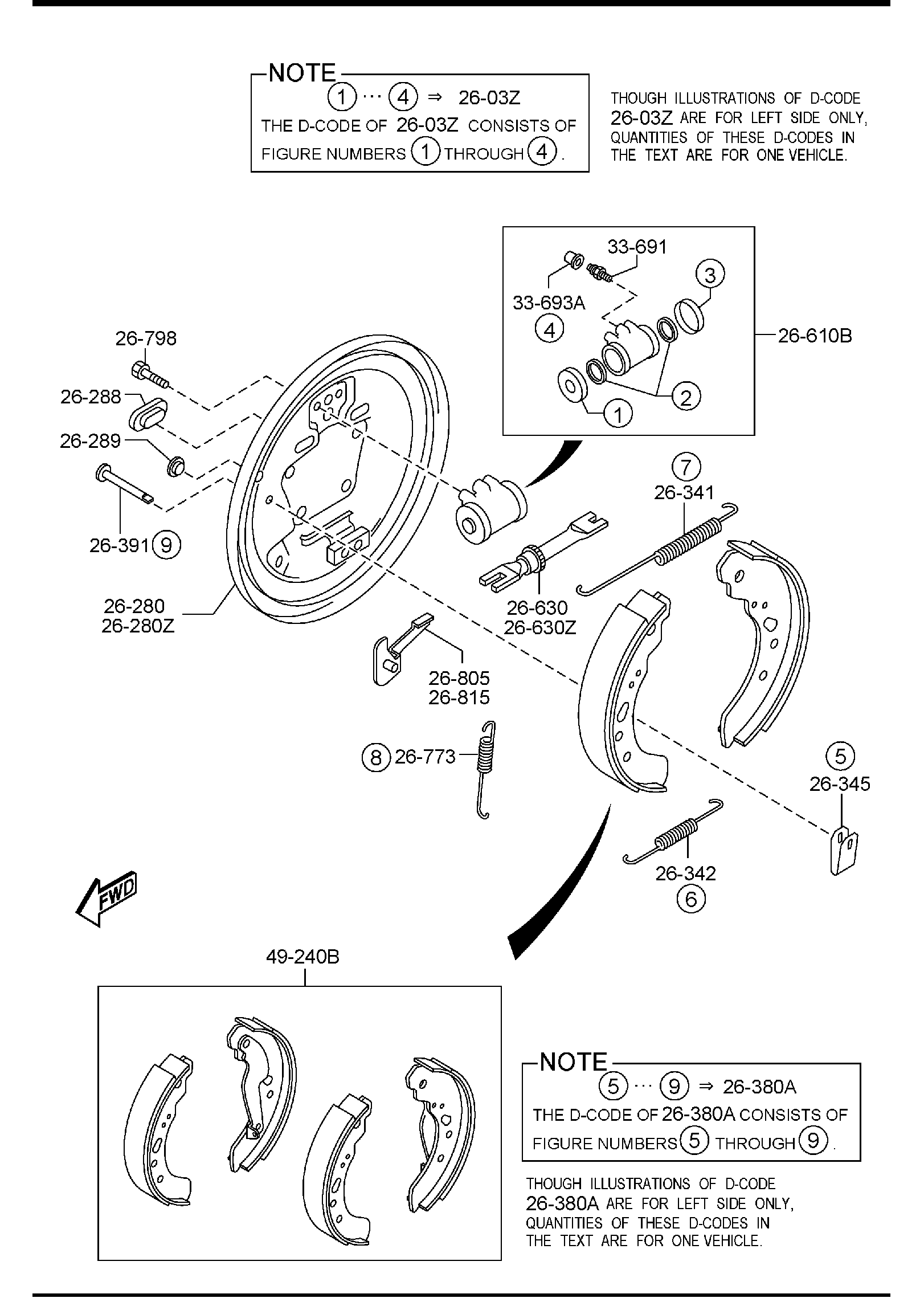 Diagram REAR BRAKE MECHANISMS for your Mazda