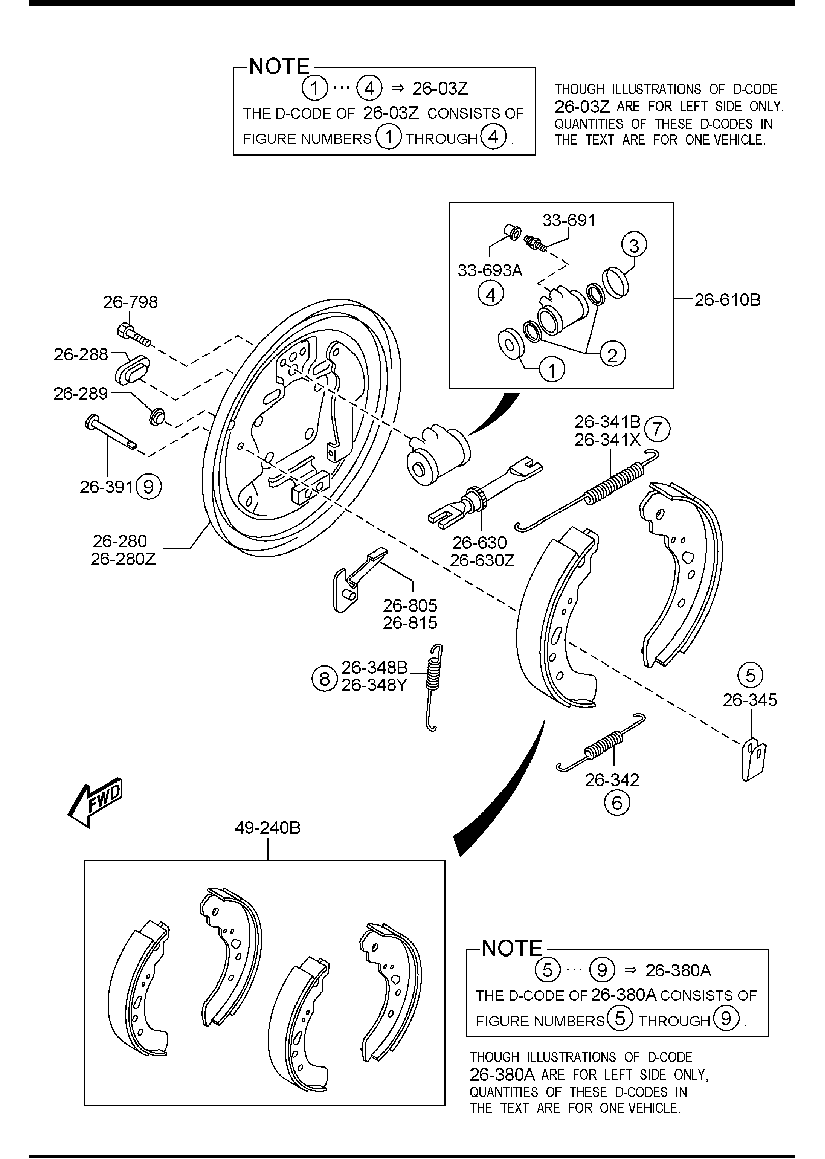 Diagram REAR BRAKE MECHANISMS for your Mazda