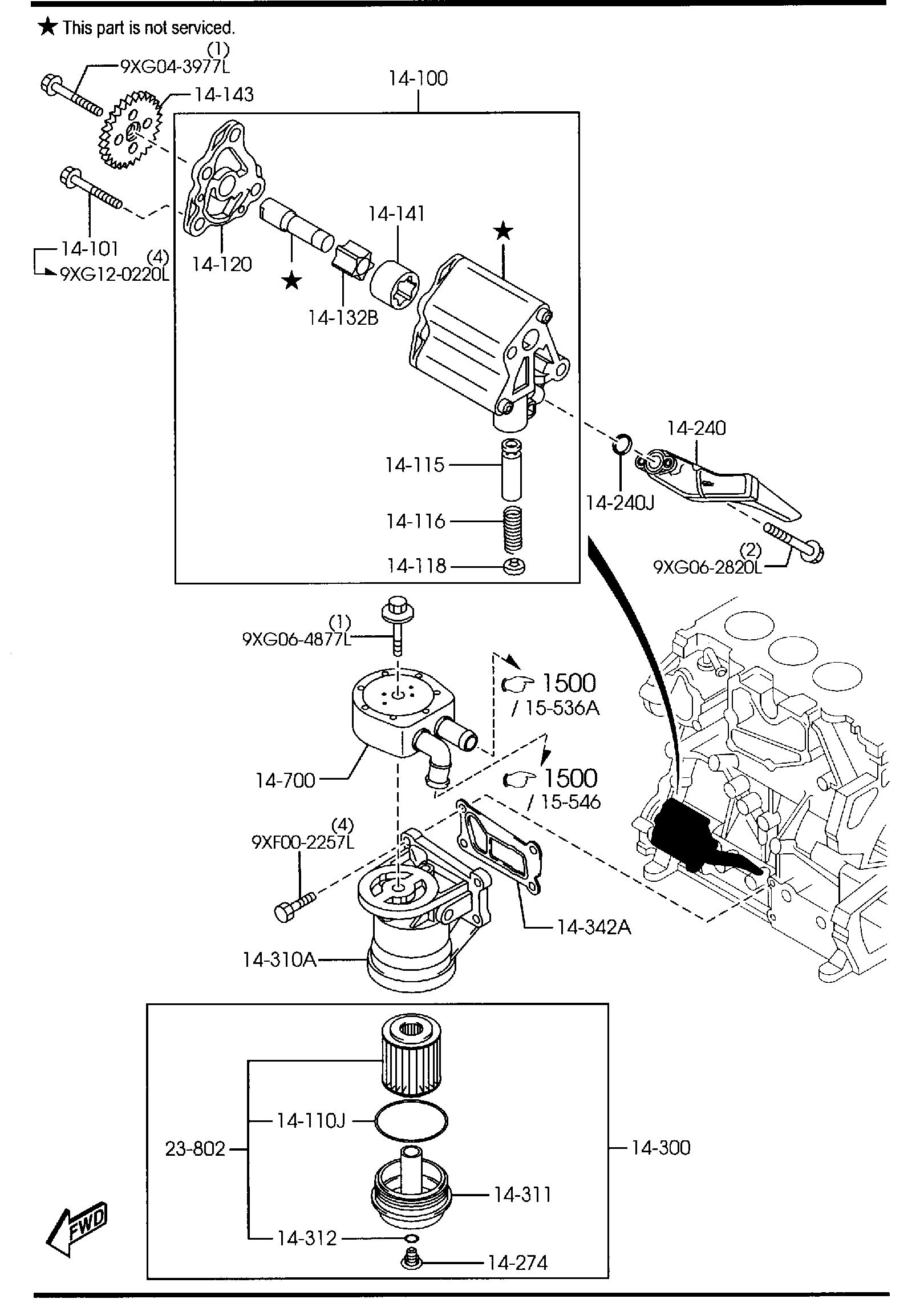 Diagram OIL PUMP & FILTER for your 2010 Mazda MX-5 Miata   