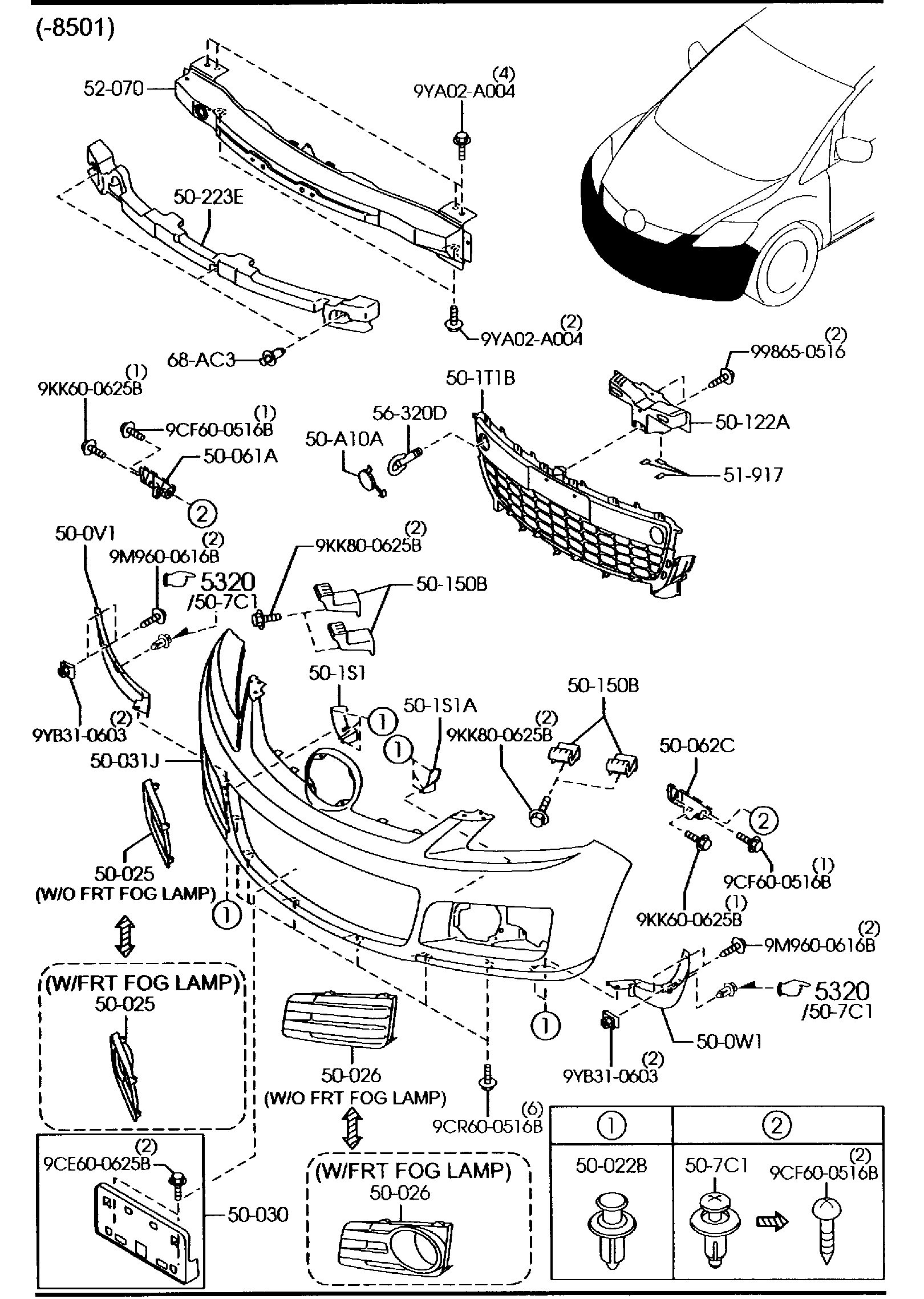 Diagram FRONT BUMPER for your 1997 Mazda MX-5 Miata   