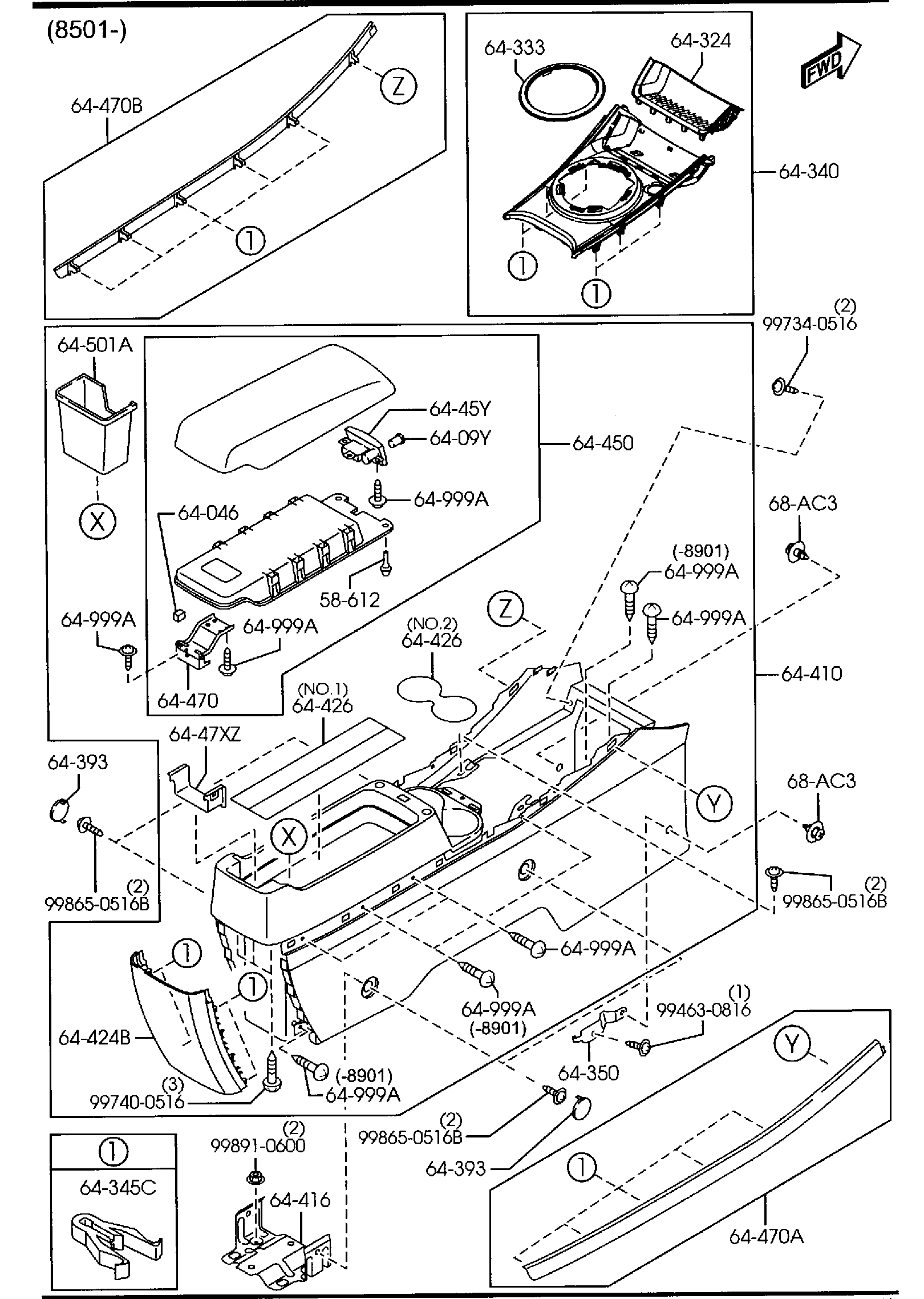 Diagram CONSOLE for your 2023 Mazda MX-5 Miata 2.0L MT Base 