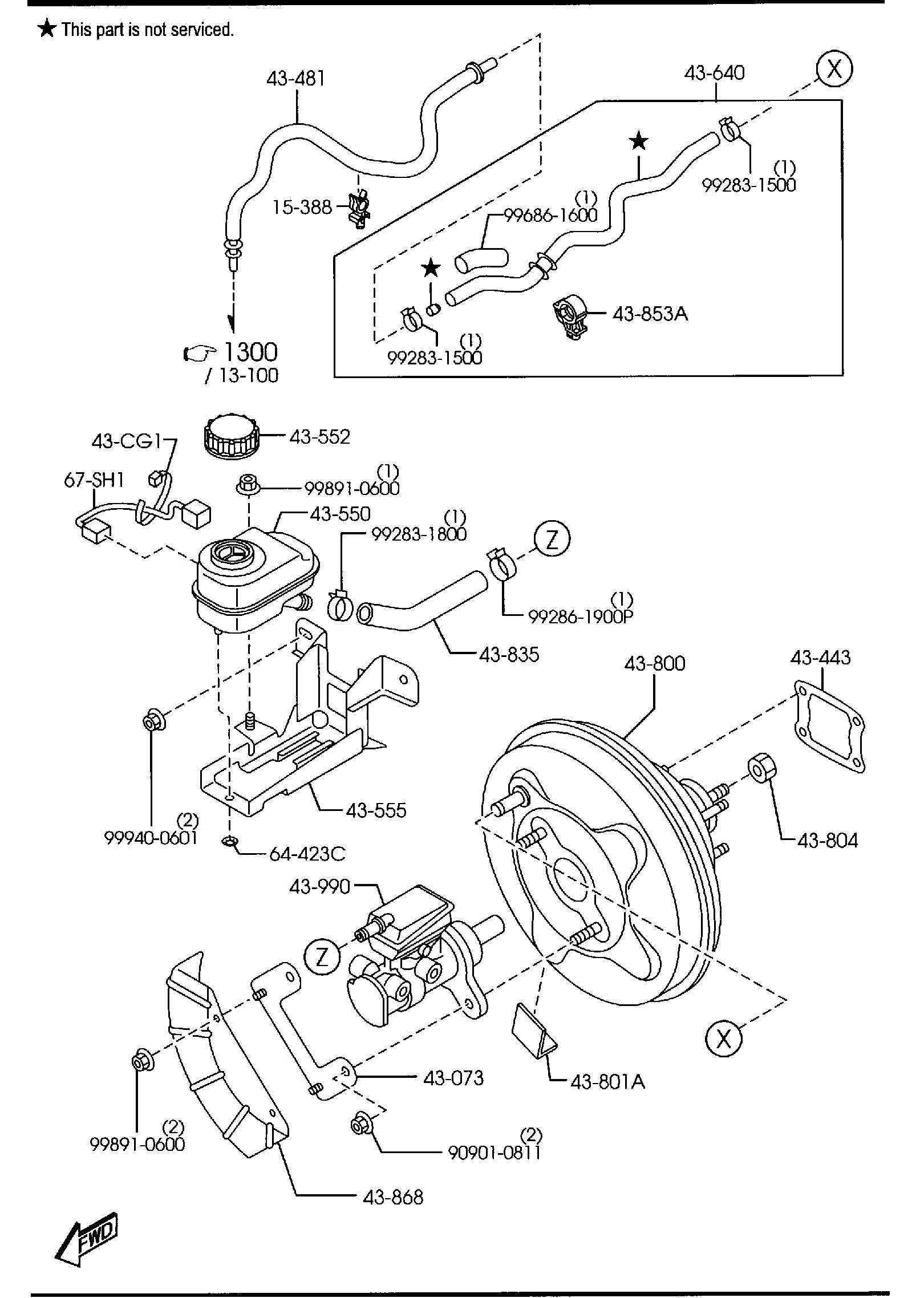 Diagram BRAKE MASTER CYLINDER & POWER BRAKE for your Mazda