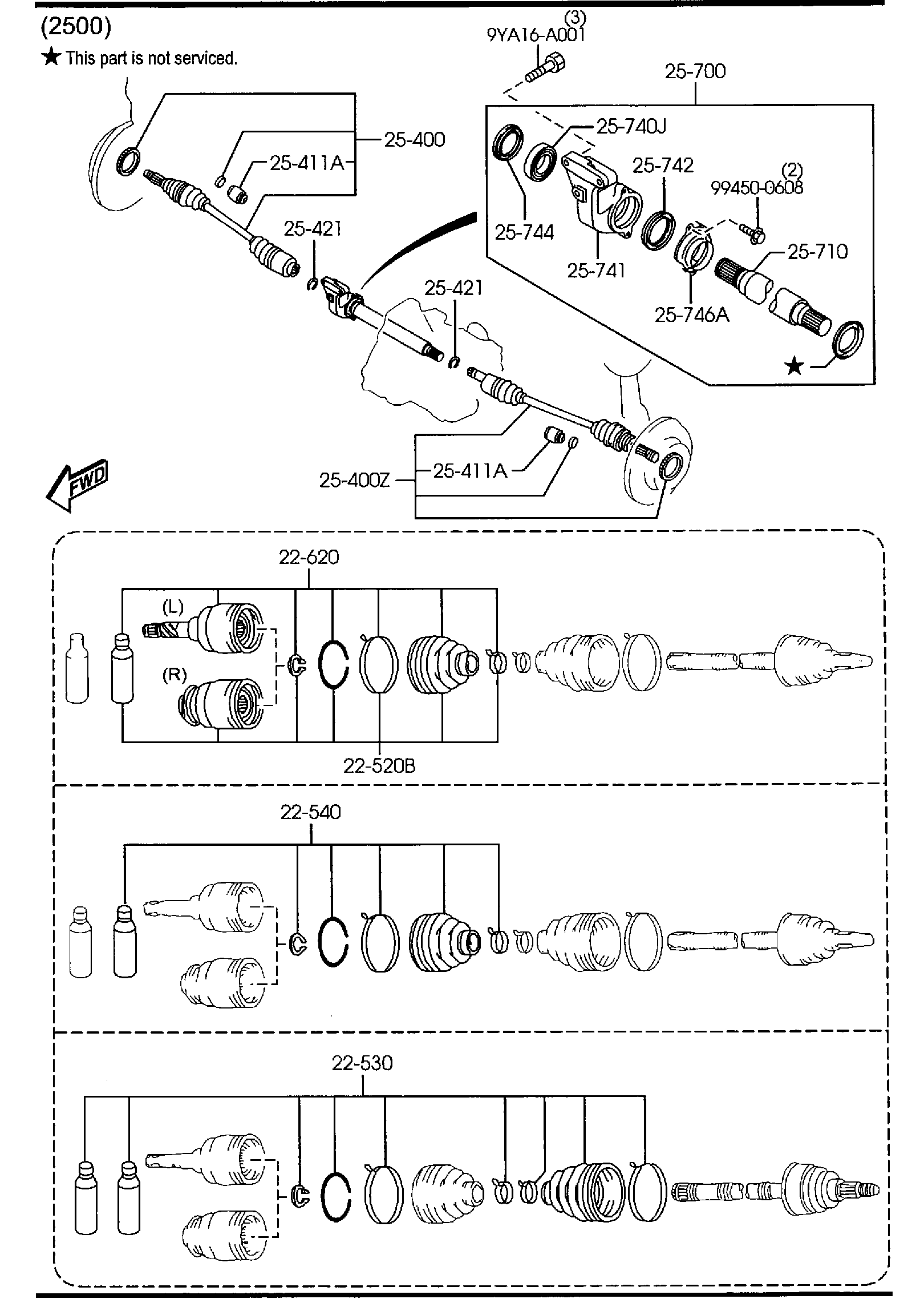 Diagram FRONT DRIVE SHAFTS (2WD) for your 2004 Mazda Tribute   