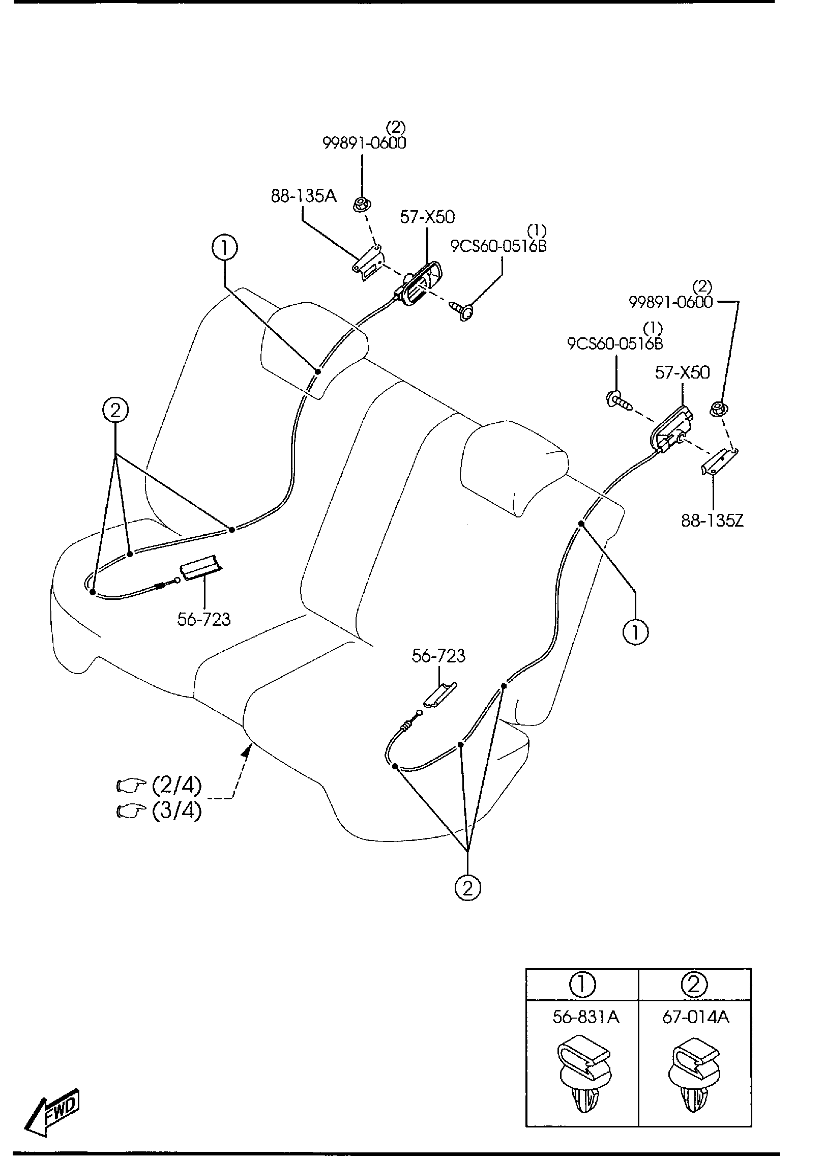 Diagram REAR SEATS for your 1995 Mazda Protege 1.8L MT 2WD SEDAN ES 