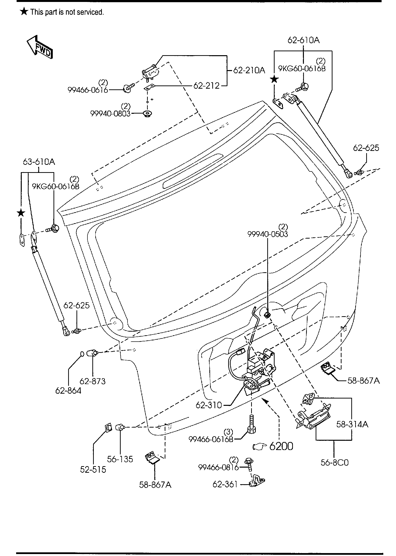 Diagram LIFT GATE MECHANISMS for your Mazda