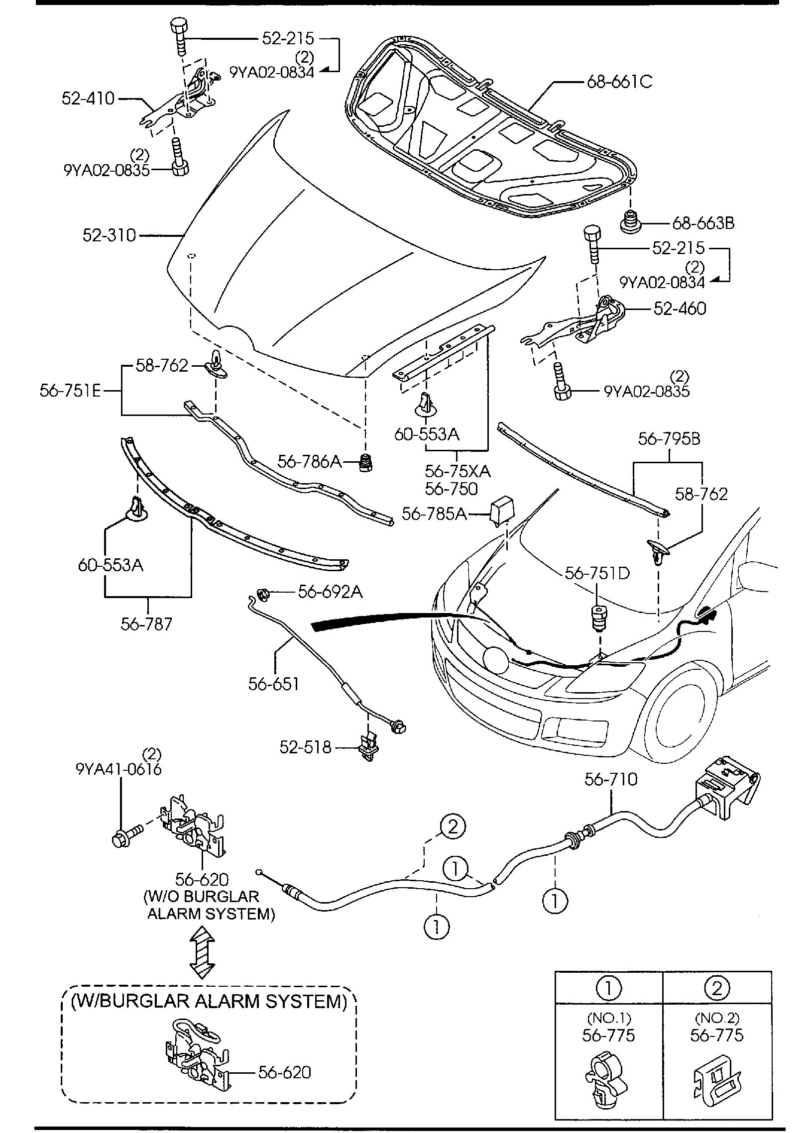 Diagram BONNET for your Mazda