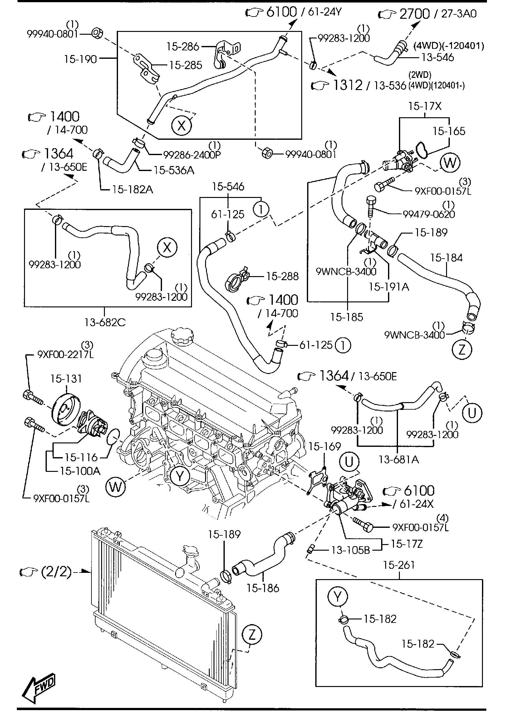 Diagram COOLING SYSTEM (2300CC) for your 2009 Mazda B3000   