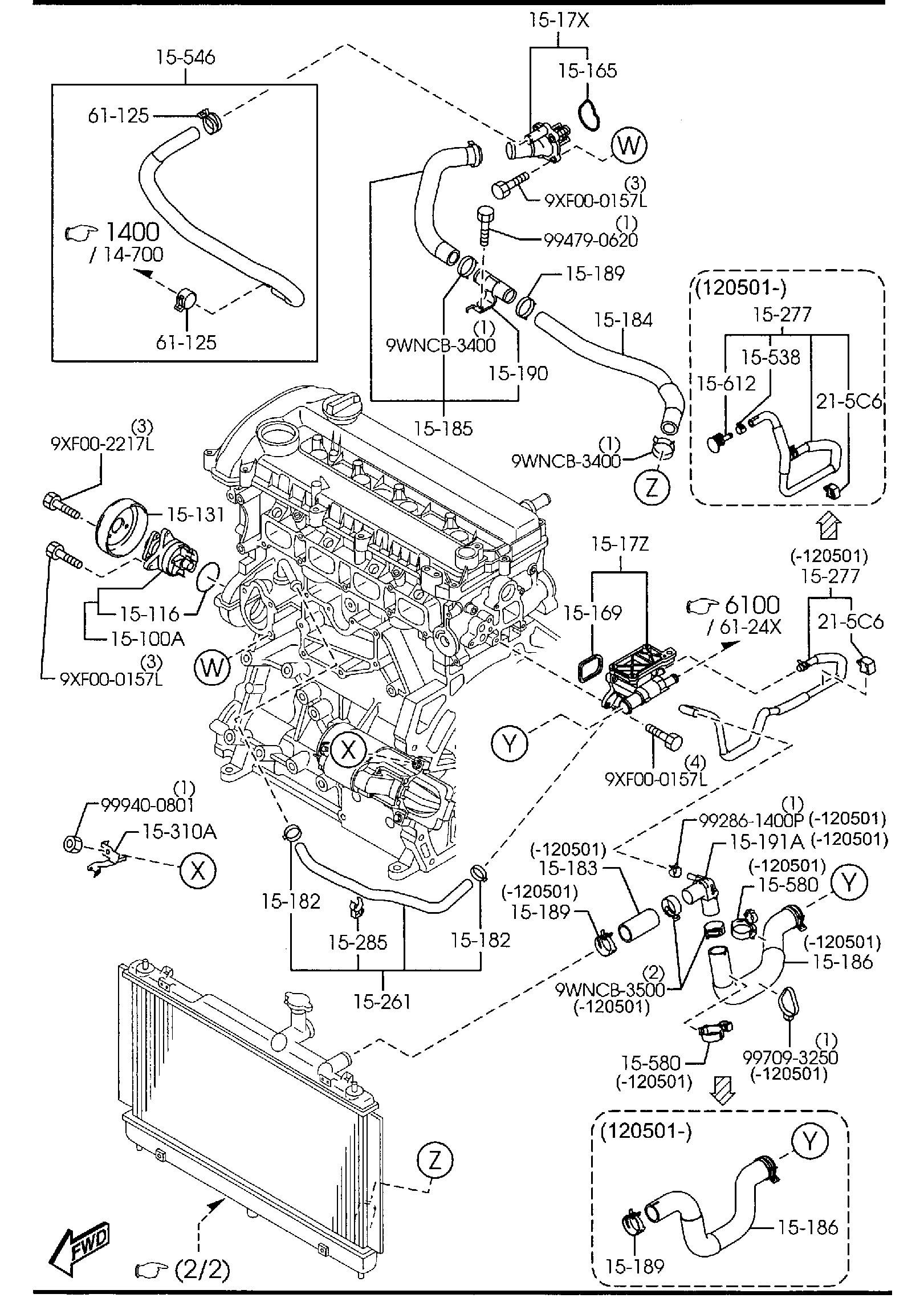 Diagram COOLING SYSTEM (2500CC) for your 2010 Mazda CX-7   