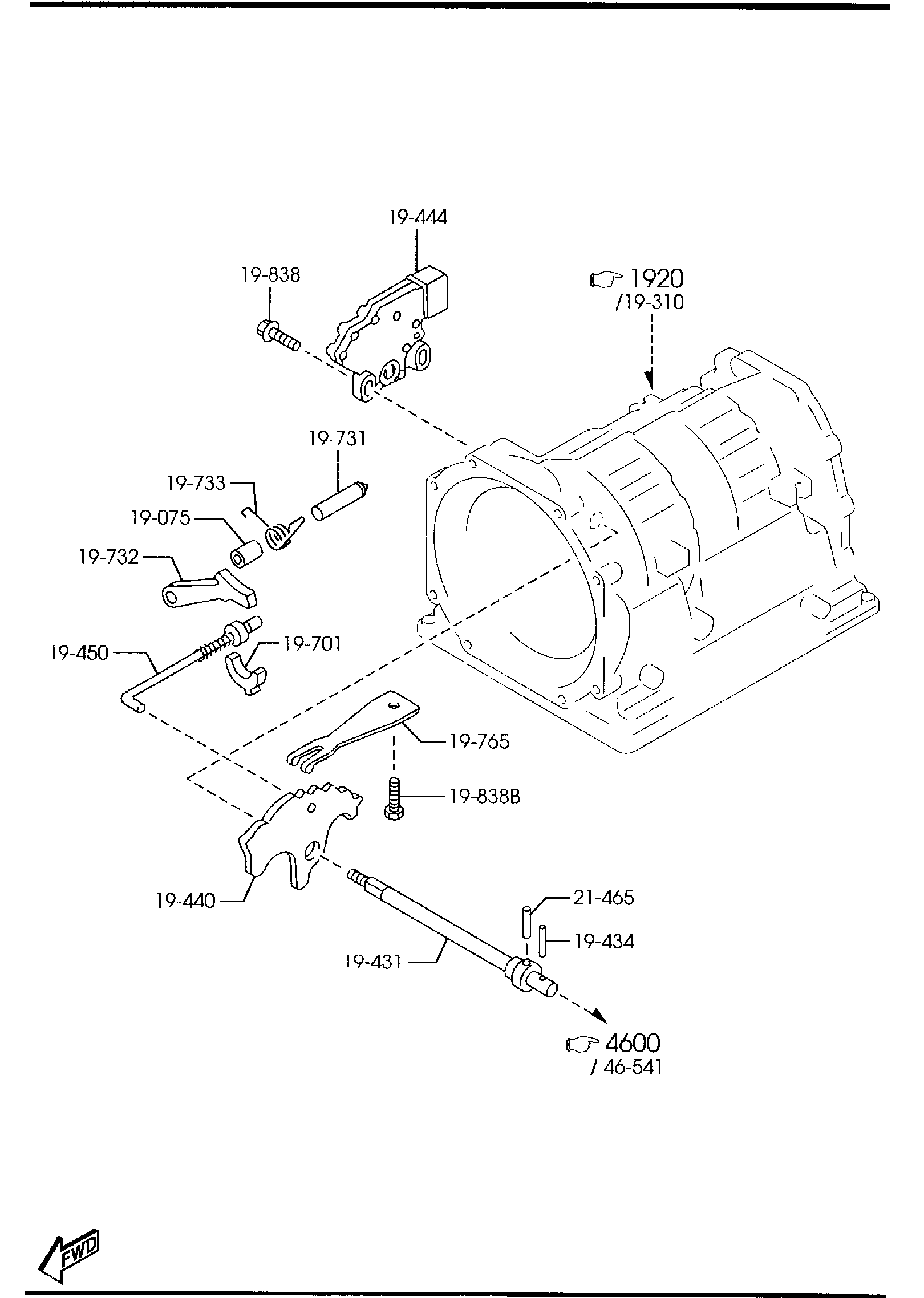 Diagram AUTOMATIC TRANSMISSION MANUAL LINKAGE SYSTEM (4-SPEED) for your 2014 Mazda MX-5 Miata   