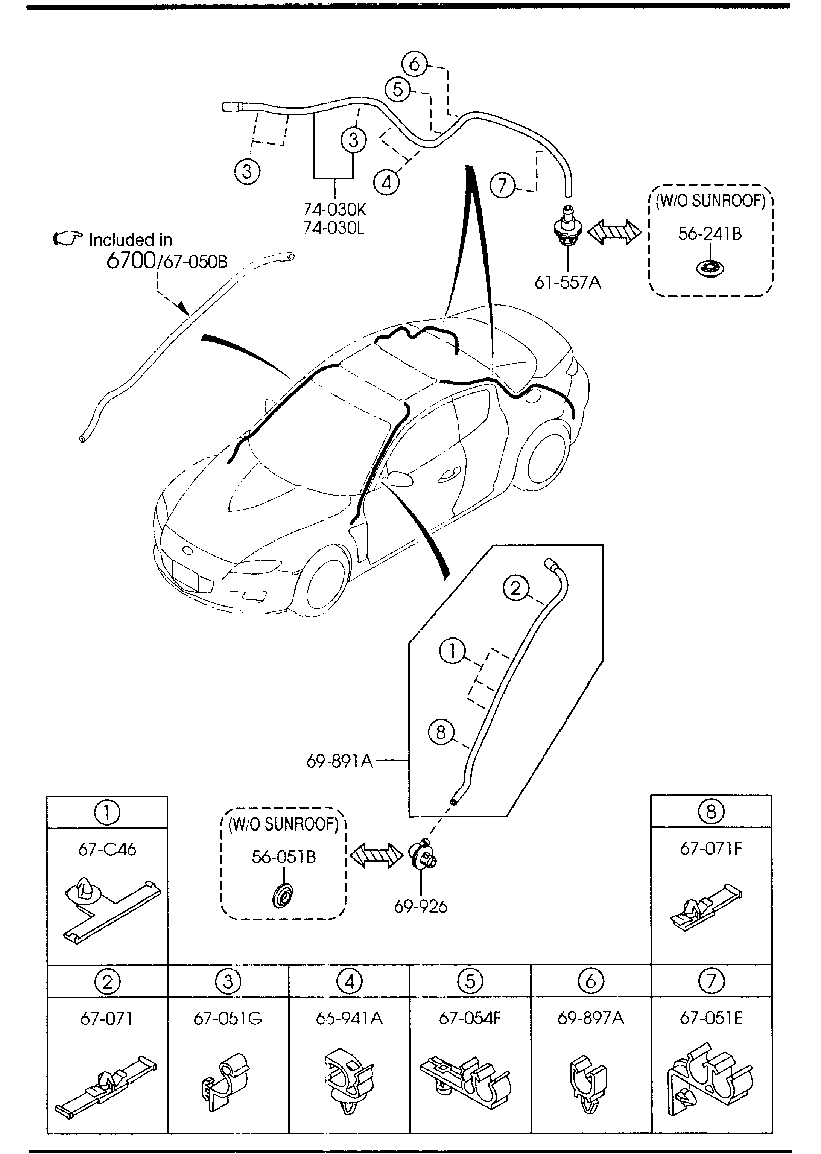Diagram SUNROOF for your 2022 Mazda CX-30  S PREMIUM 