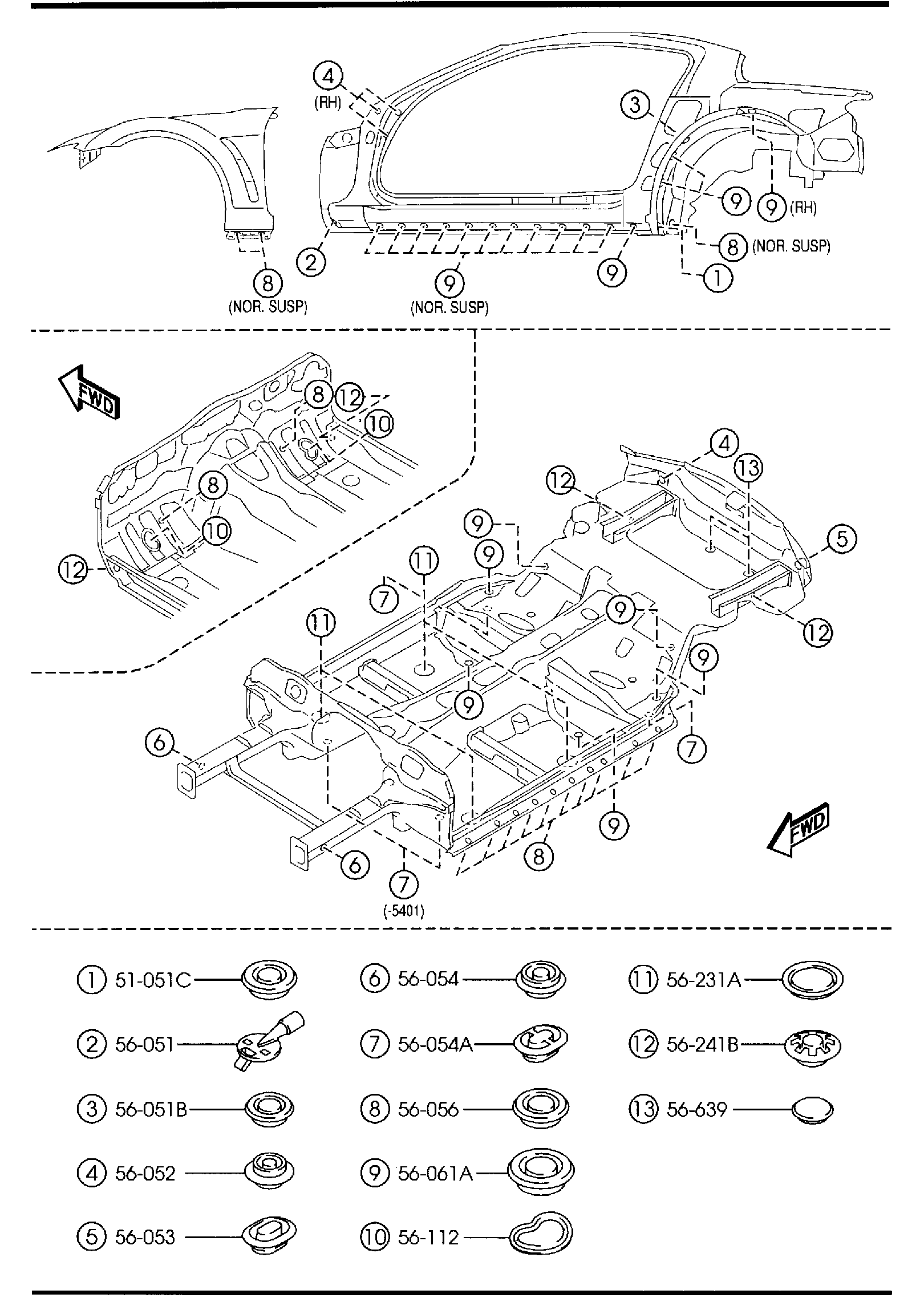 Diagram FLOOR ATTACHMENTS (HOLE COVERS) for your Mazda