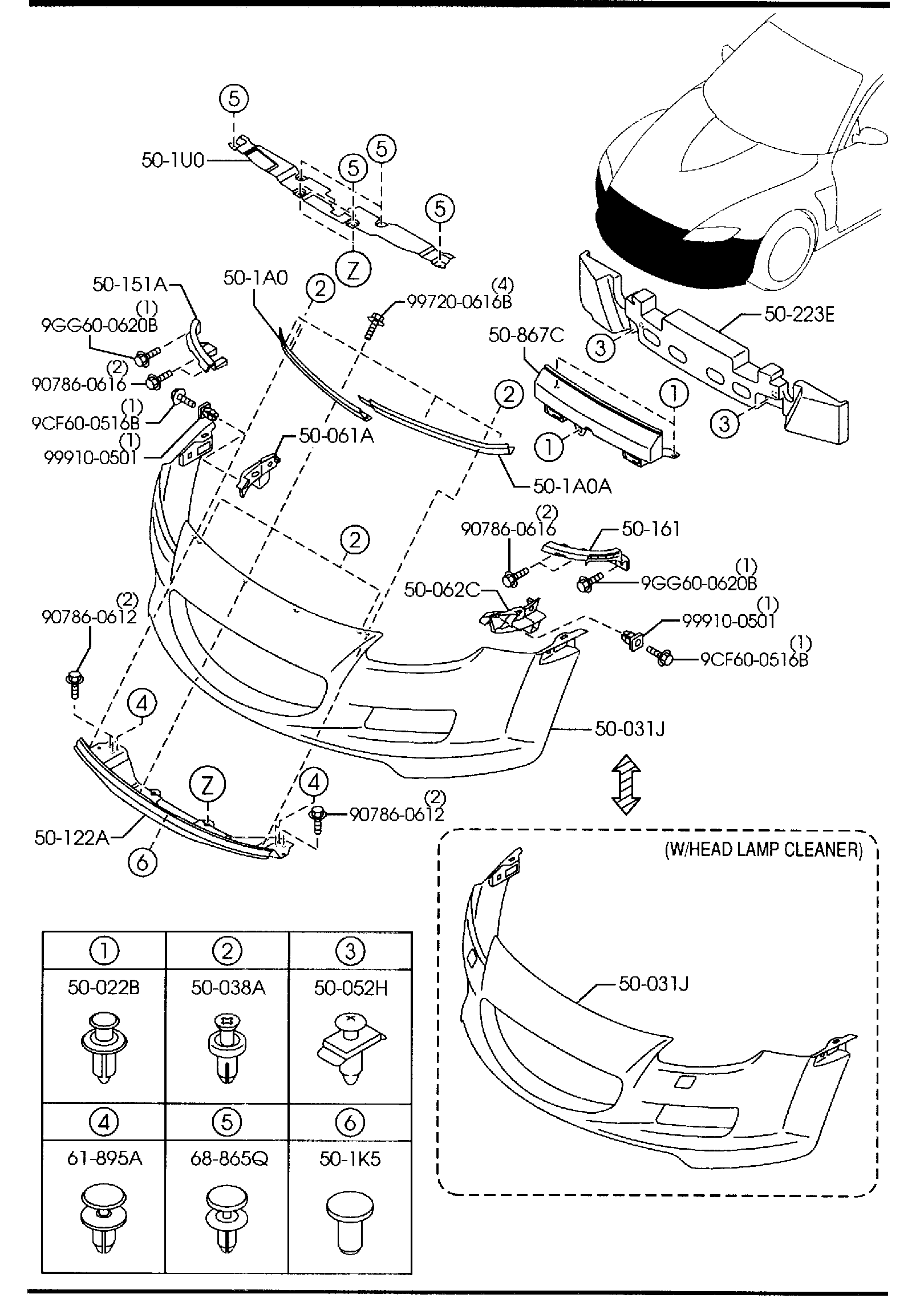 Diagram FRONT BUMPER for your 1997 Mazda MX-5 Miata   