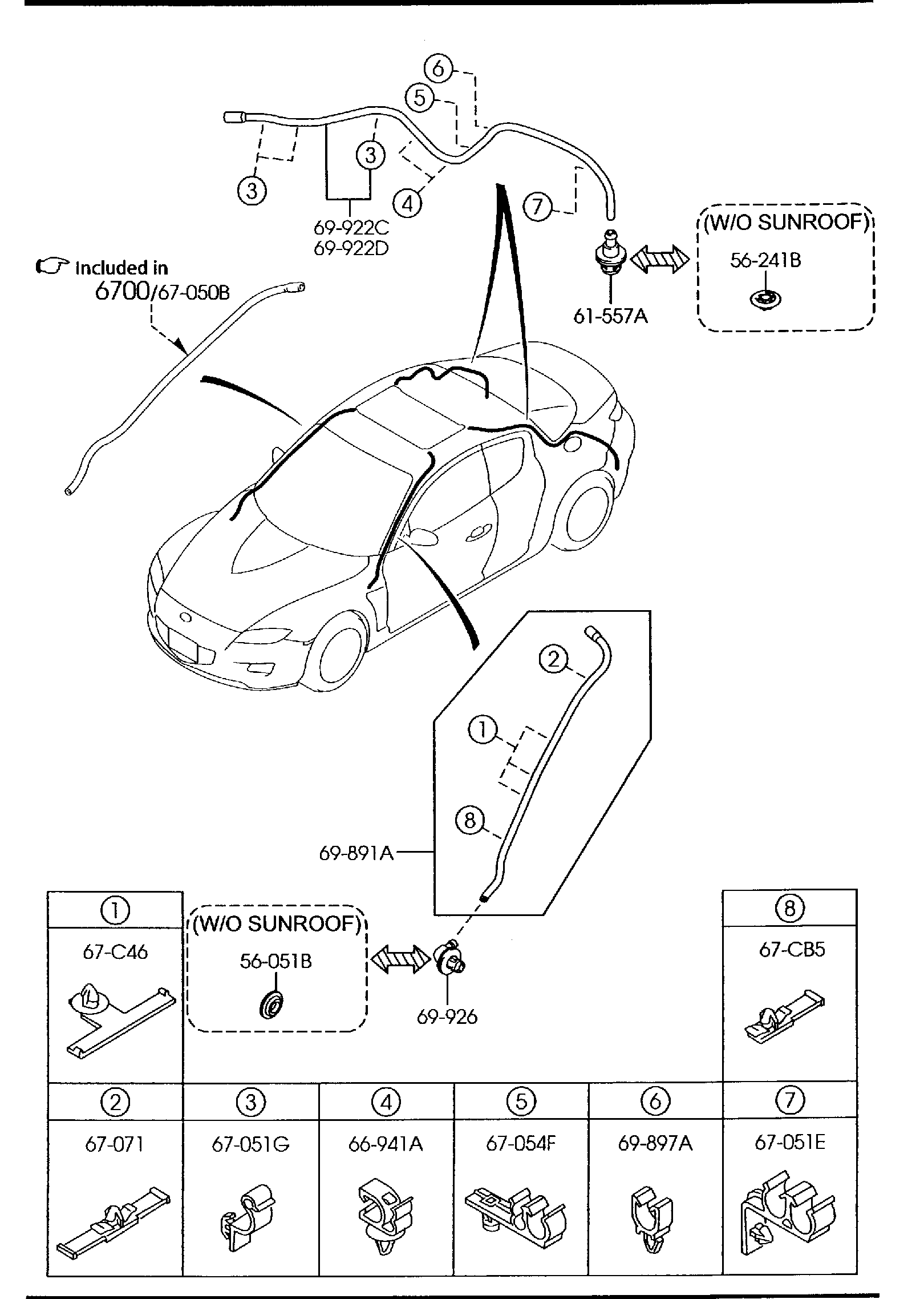 Diagram SUNROOF for your 2022 Mazda CX-30  S PREMIUM 