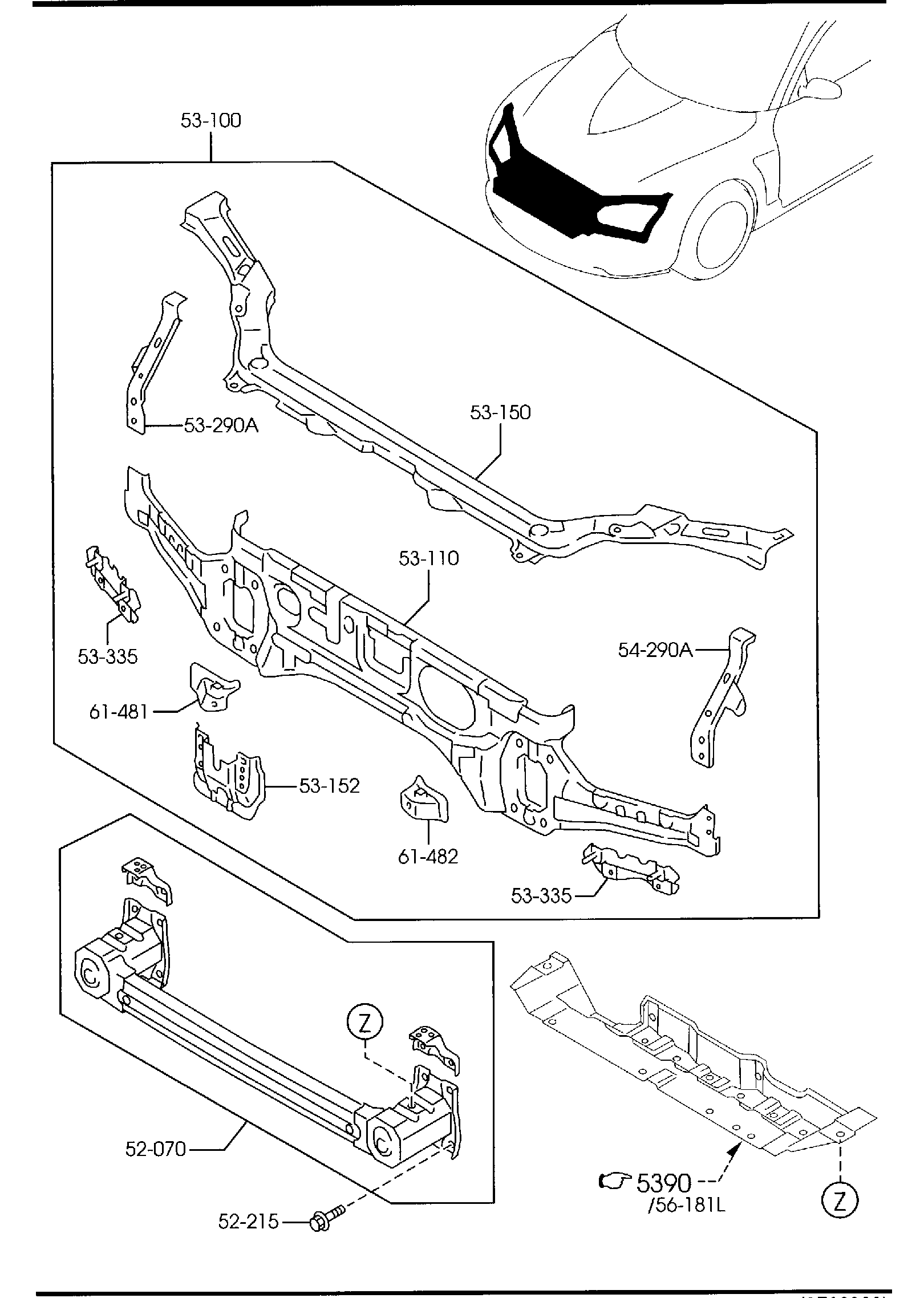 Diagram FRONT PANELS for your 1994 Mazda MX-5 Miata   