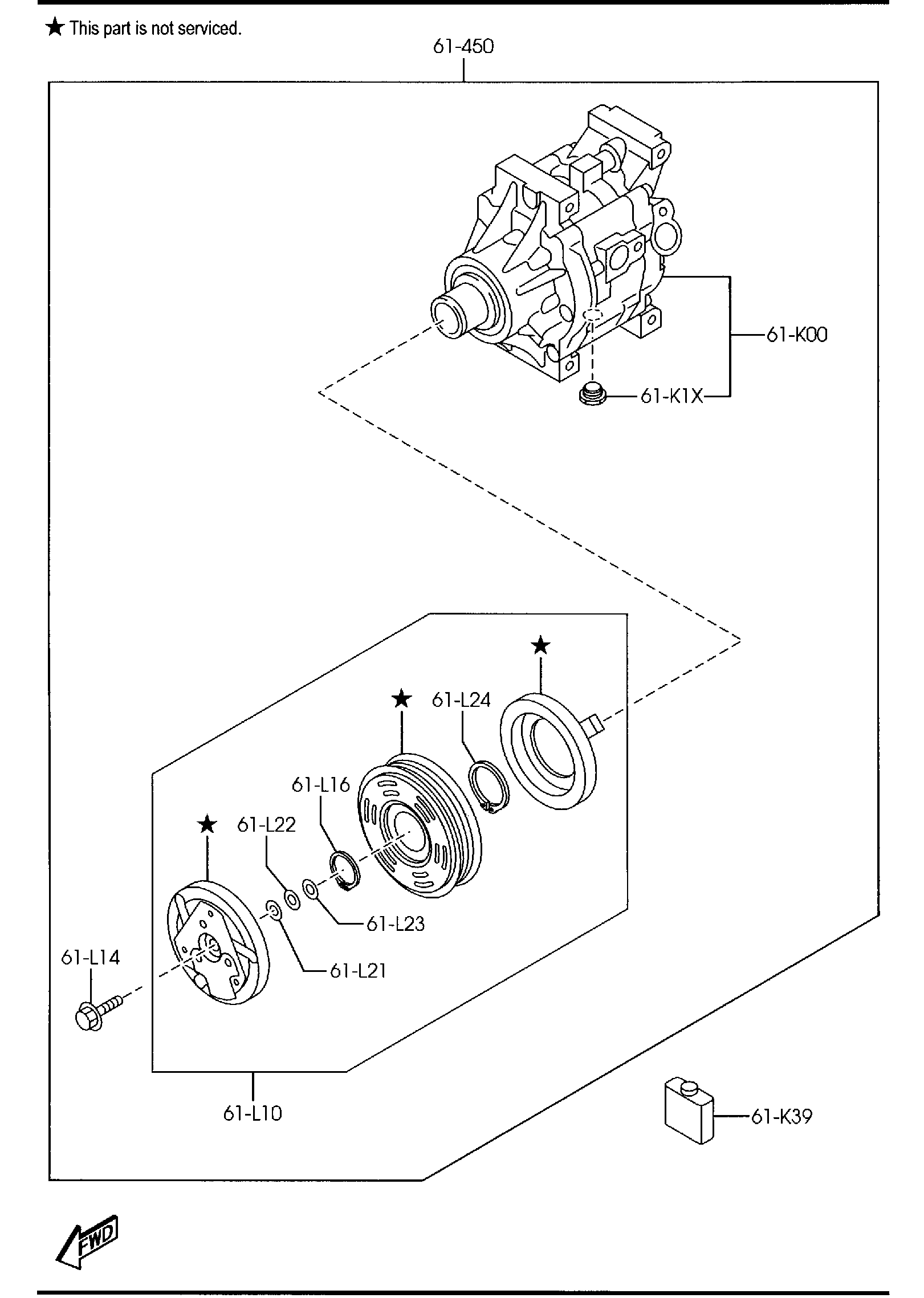 Diagram AIR CONDITIONING COMPRESSOR COMPONENTS for your 2017 Mazda Mazda3  HATCHBACK SP (VIN Begins: JM1) 