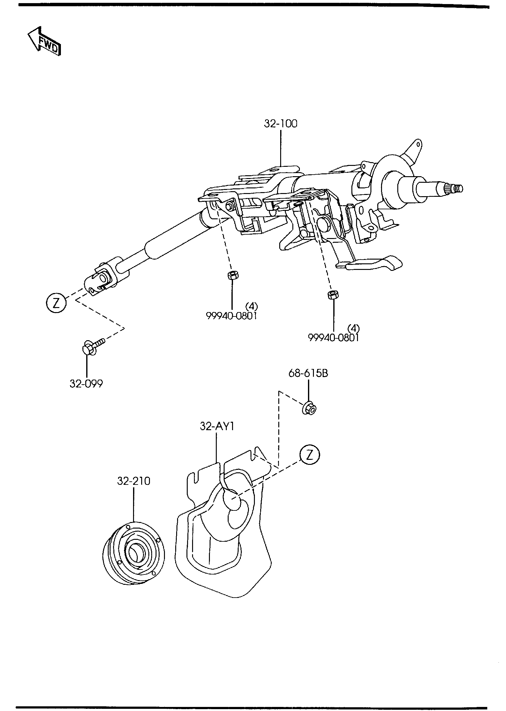 Full size assembly image of STEERING COLUMN & SHAFTS (1/1)