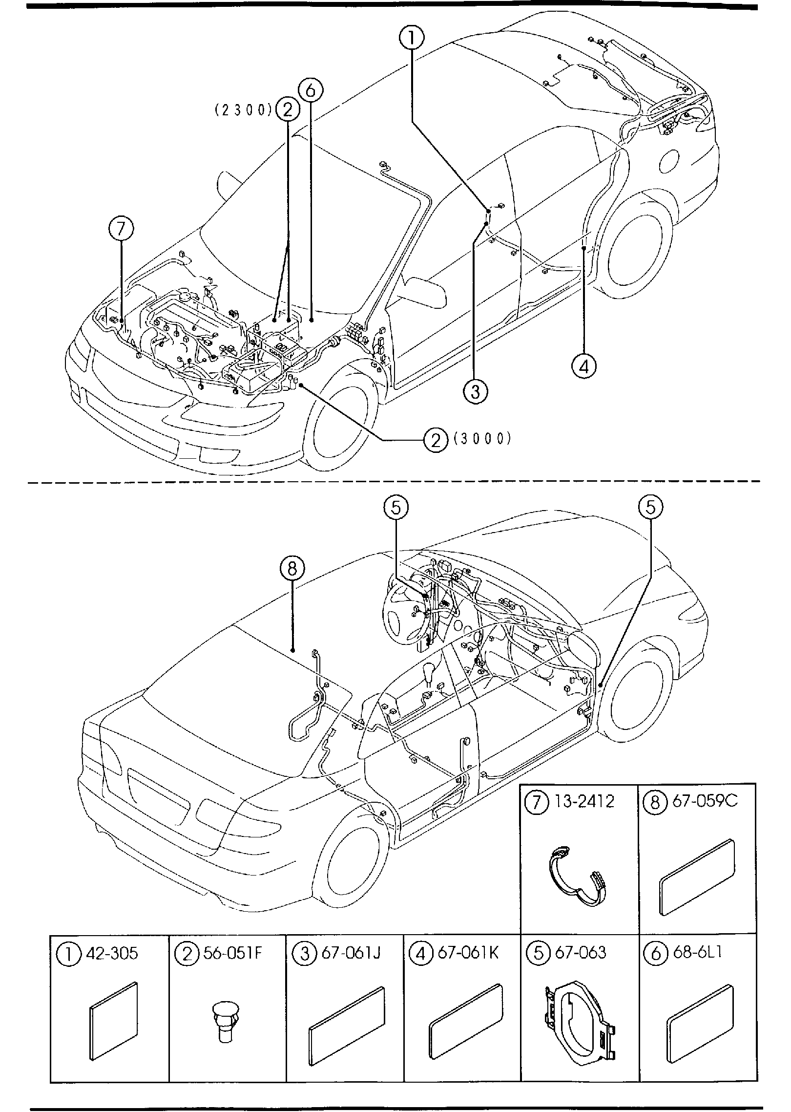 Diagram WIRING HARNESS CLAMPS ('03,'04 MODEL) for your 2003 Mazda Mazda6 I4 2.3L MT SEDAN I 