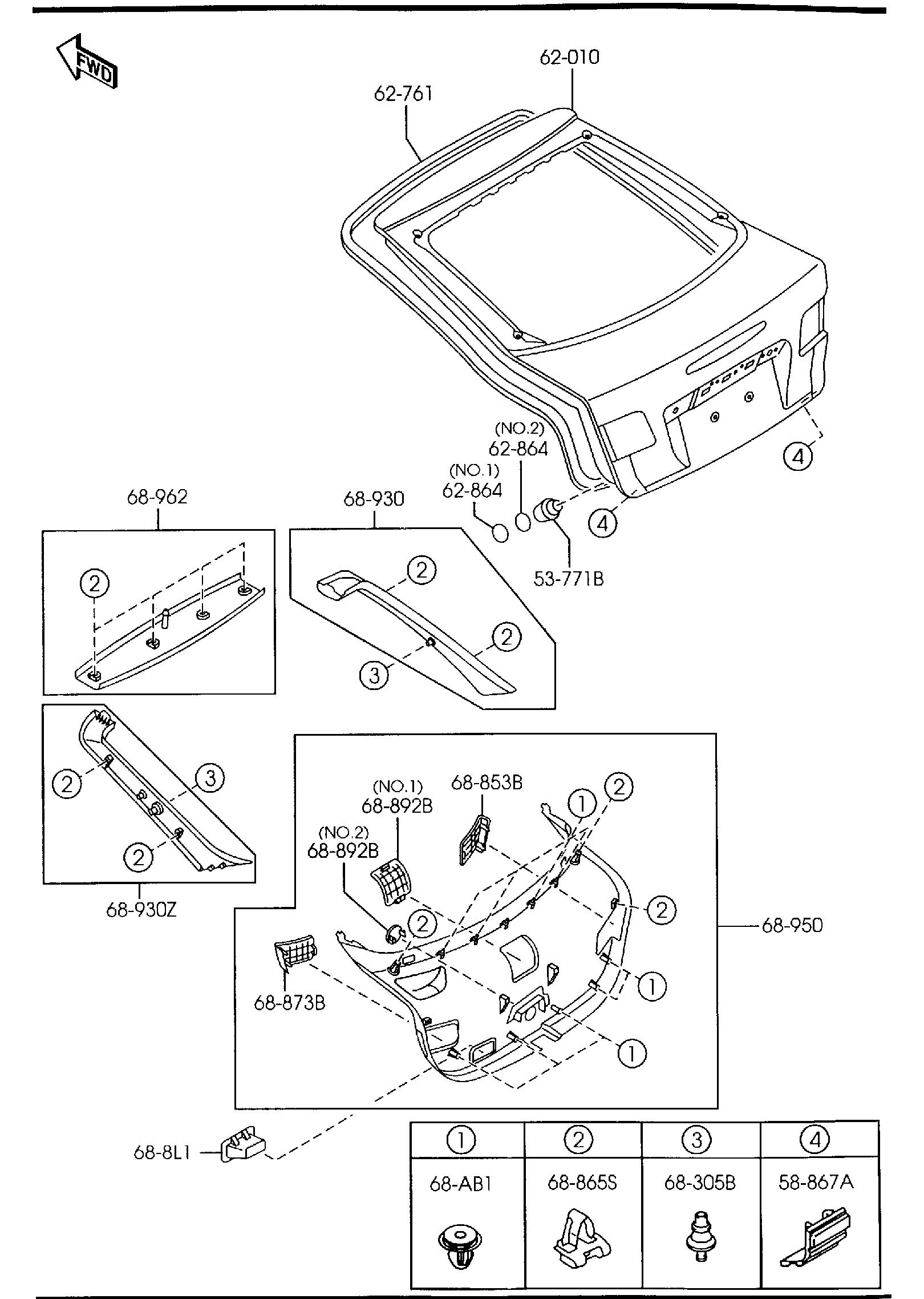 Diagram LIFT GATE ('03,'04 MODEL)(HATCHBACK) for your Mazda