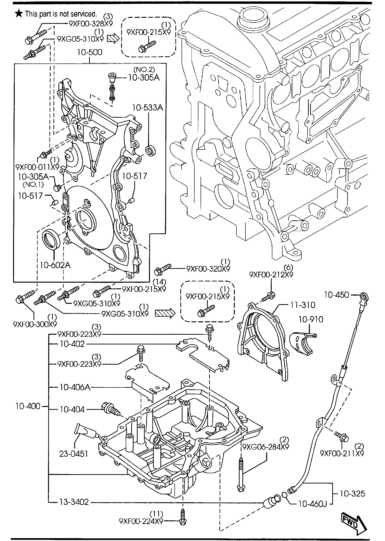 Full size assembly image of OIL PAN & TIMING COVER (2300CC) (1/1)