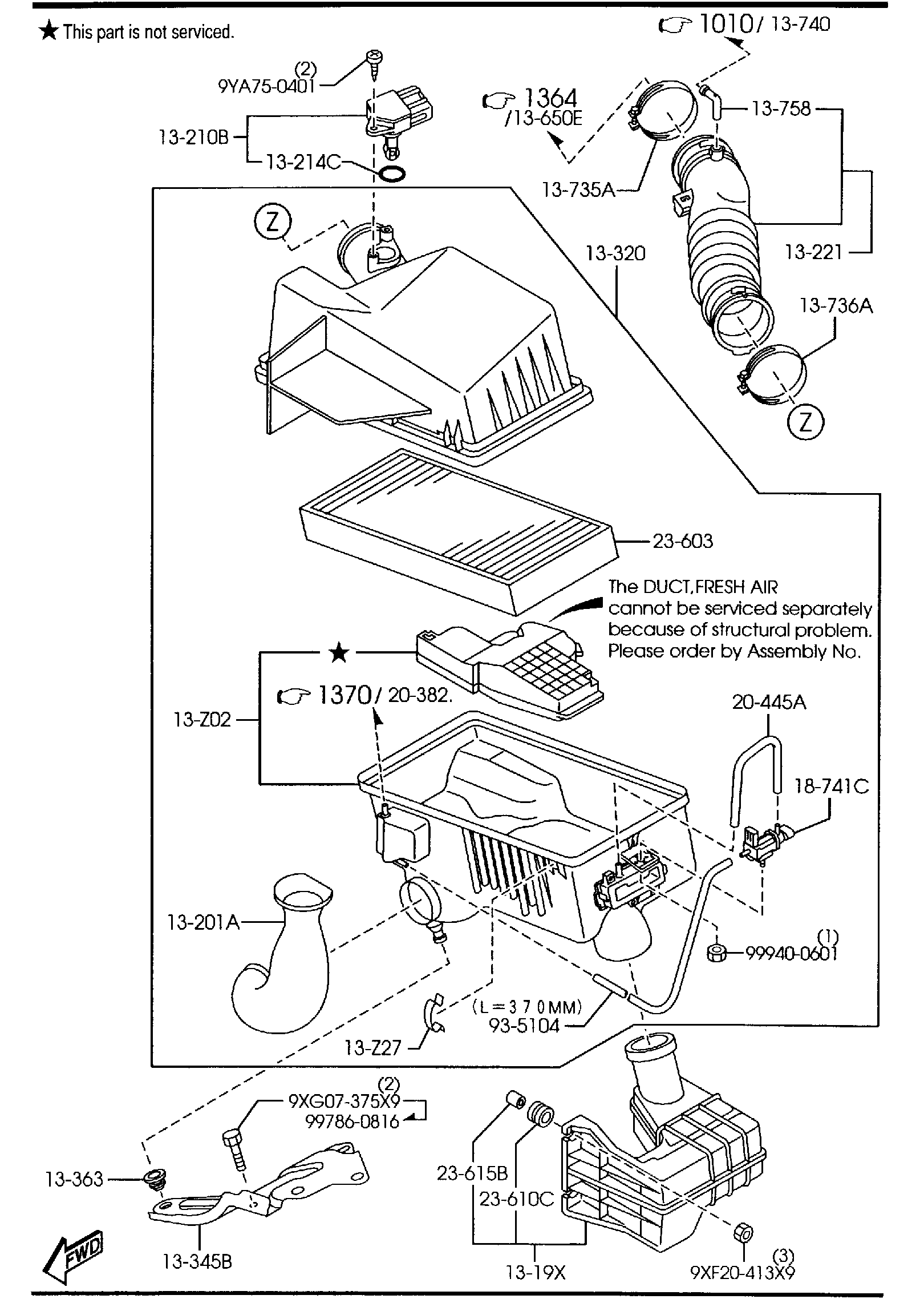 Diagram AIR CLEANER (3000CC)('03,'04 MODEL) for your 2003 Mazda Mazda6 V6 3.0L MT SEDAN S 