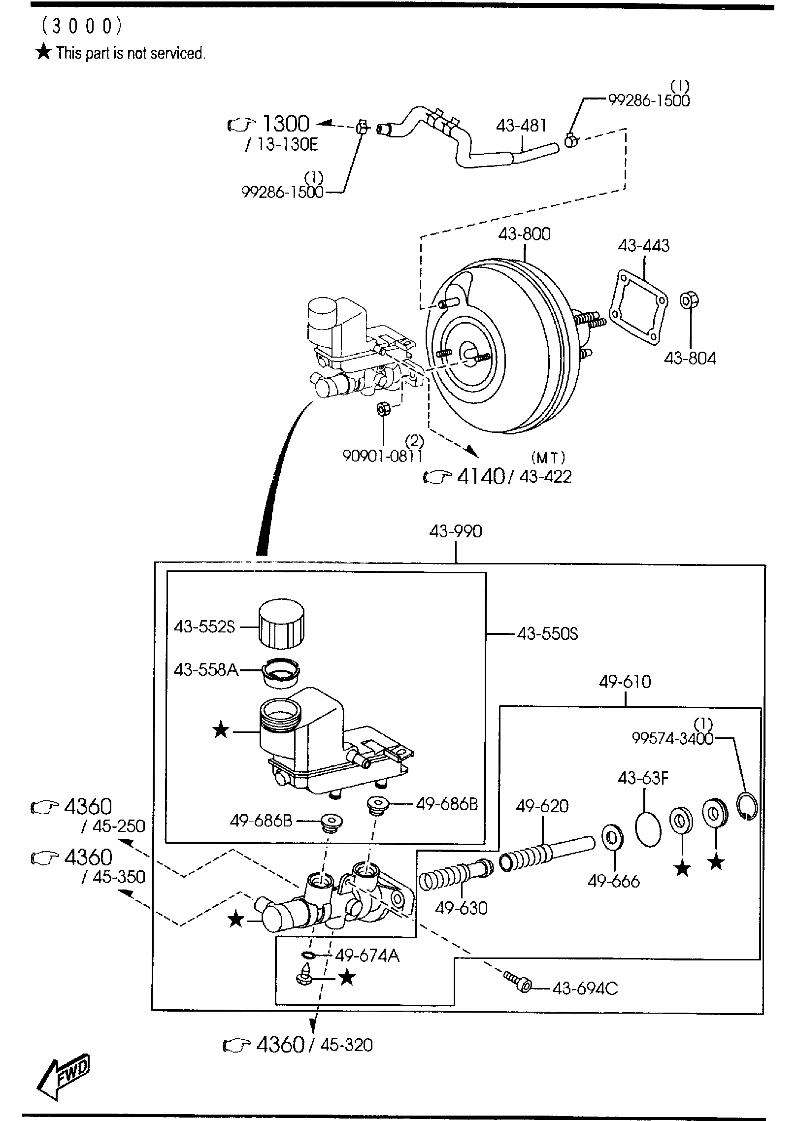 Diagram BRAKE MASTER CYLINDER & POWER BRAKE ('03,'04 MODEL)(W/O ANTILOCK BRAKE) for your 2008 Mazda Mazda3 2.3L AT HATCHBACK SIGNATURE 