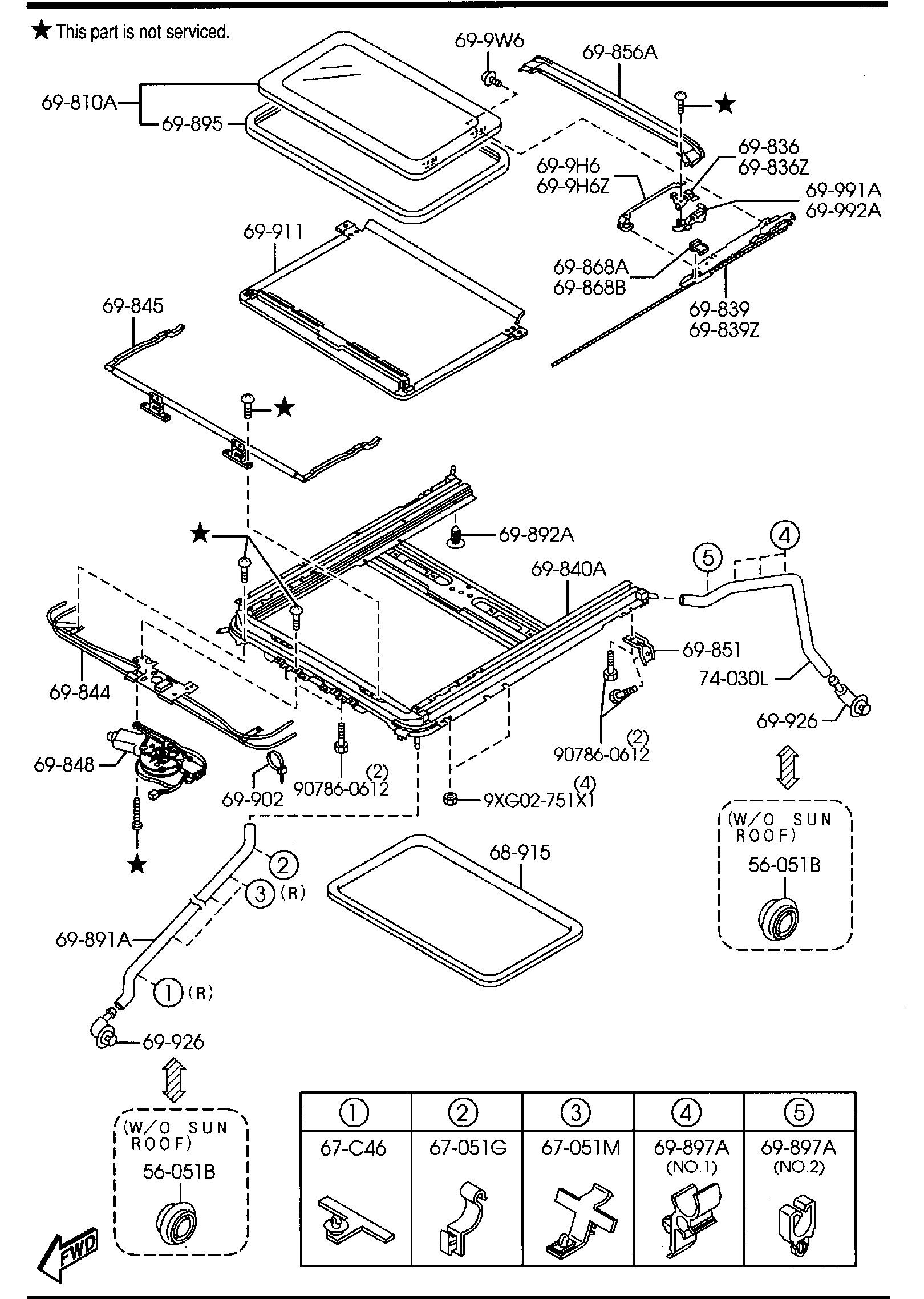 Diagram SUNROOF ('03,'04 MODEL)(SEDAN) for your 2024 Mazda CX-50   
