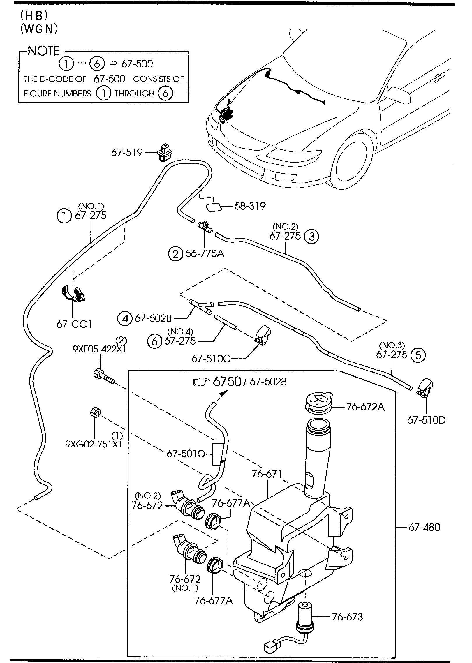 Diagram WINDSHIELD WASHER ('03,'04 MODEL) for your 2018 Mazda CX-5   