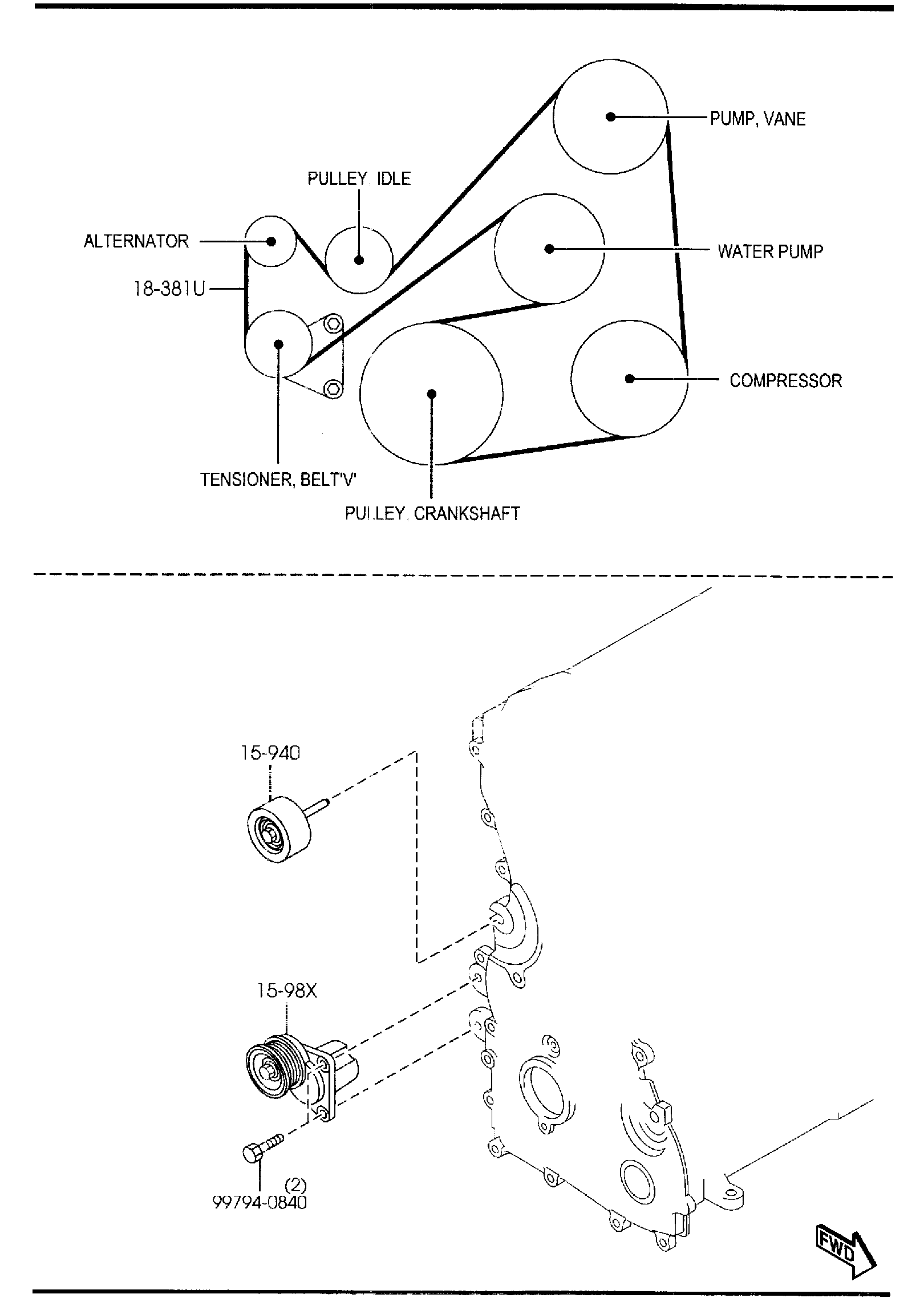 Diagram BRACKET, PULLEY & BELT for your 2013 Mazda MX-5 Miata   