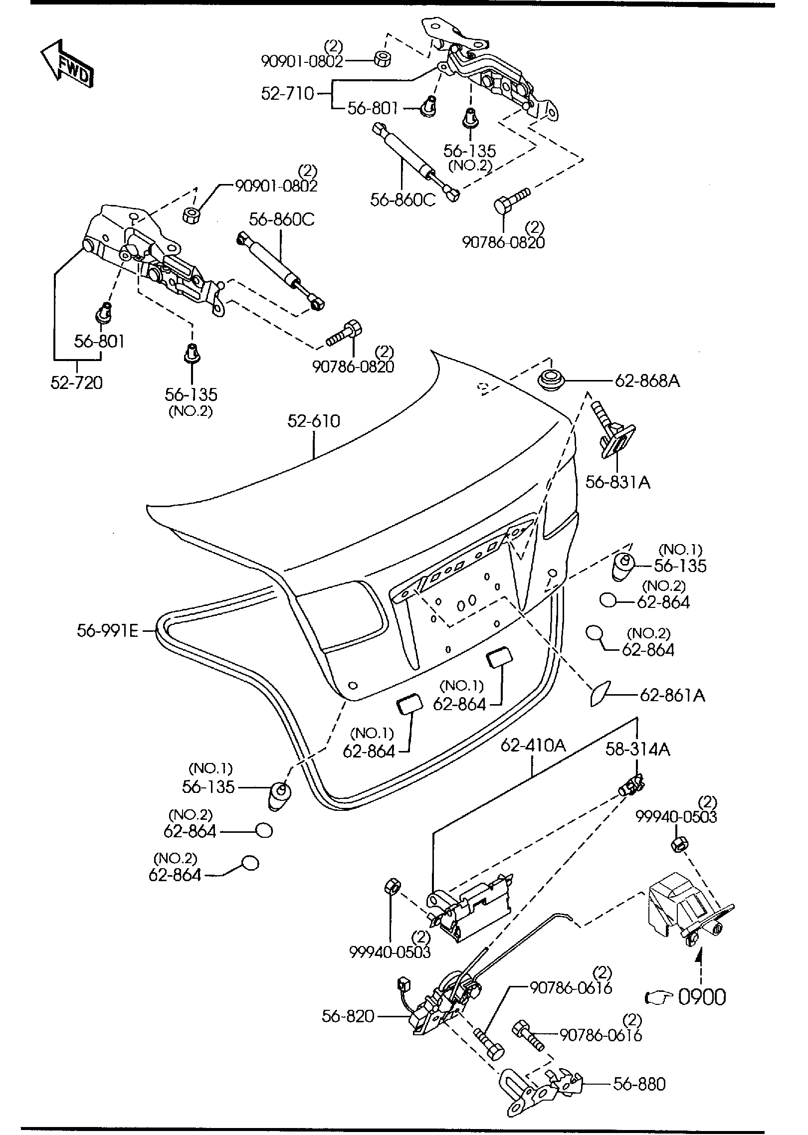 Diagram TRUNK LID for your 2010 Mazda MX-5 Miata  W/RETRACTABLE HARD TOP P G-TOURING 