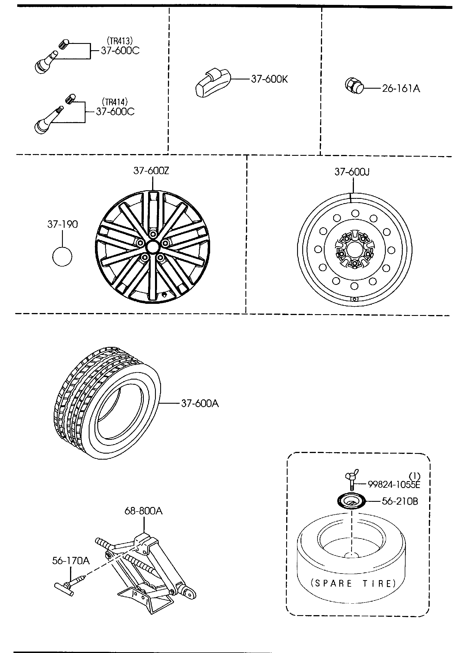 Diagram TIRES & JACK for your 2016 Mazda Mazda3 2.0L AT 2WD HATCHBACK ITR (VIN Begins: 3MZ) 