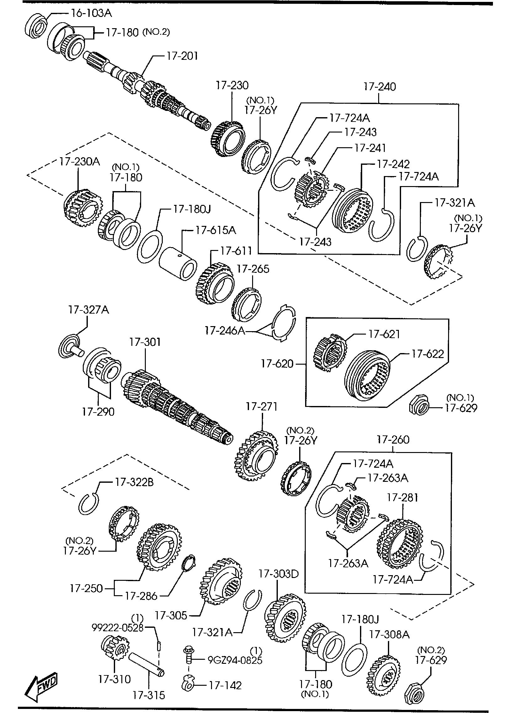 Diagram MANUAL TRANSMISSION GEARS (2300CC)('05 MODEL) for your Mazda