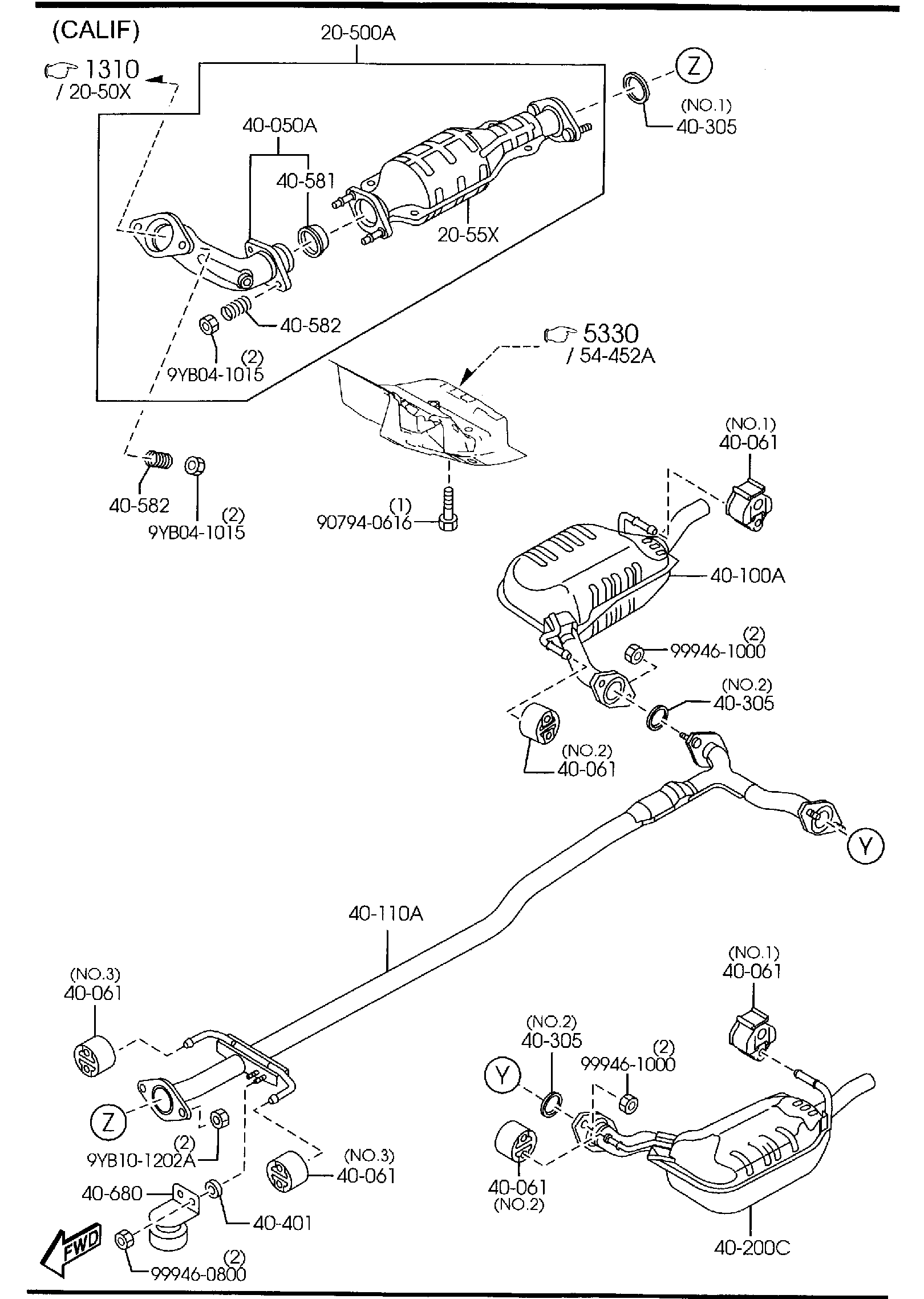 Diagram EXHAUST SYSTEM for your 1991 Mazda 323   