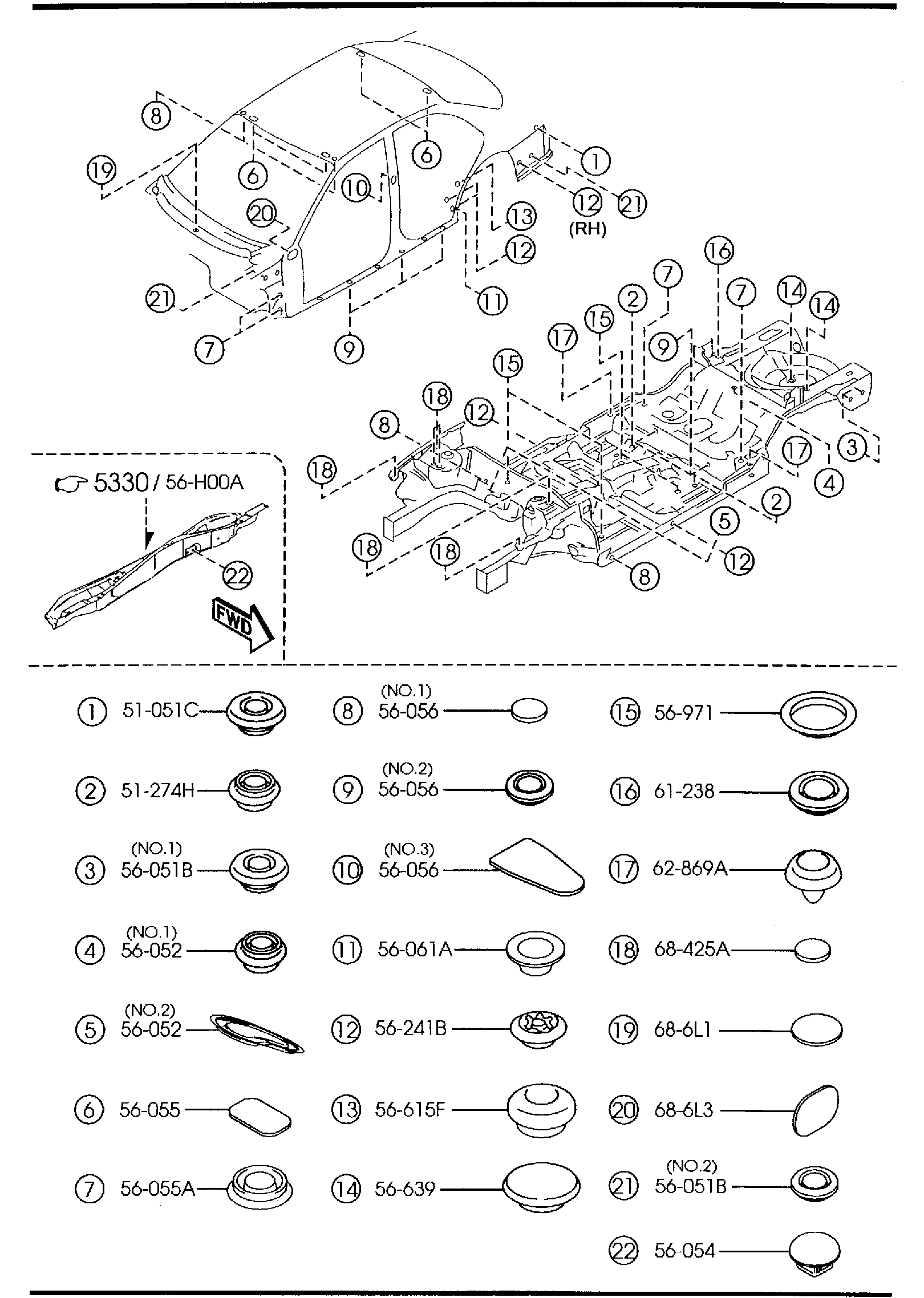 Diagram FLOOR ATTACHMENTS (HOLE COVERS) for your Mazda