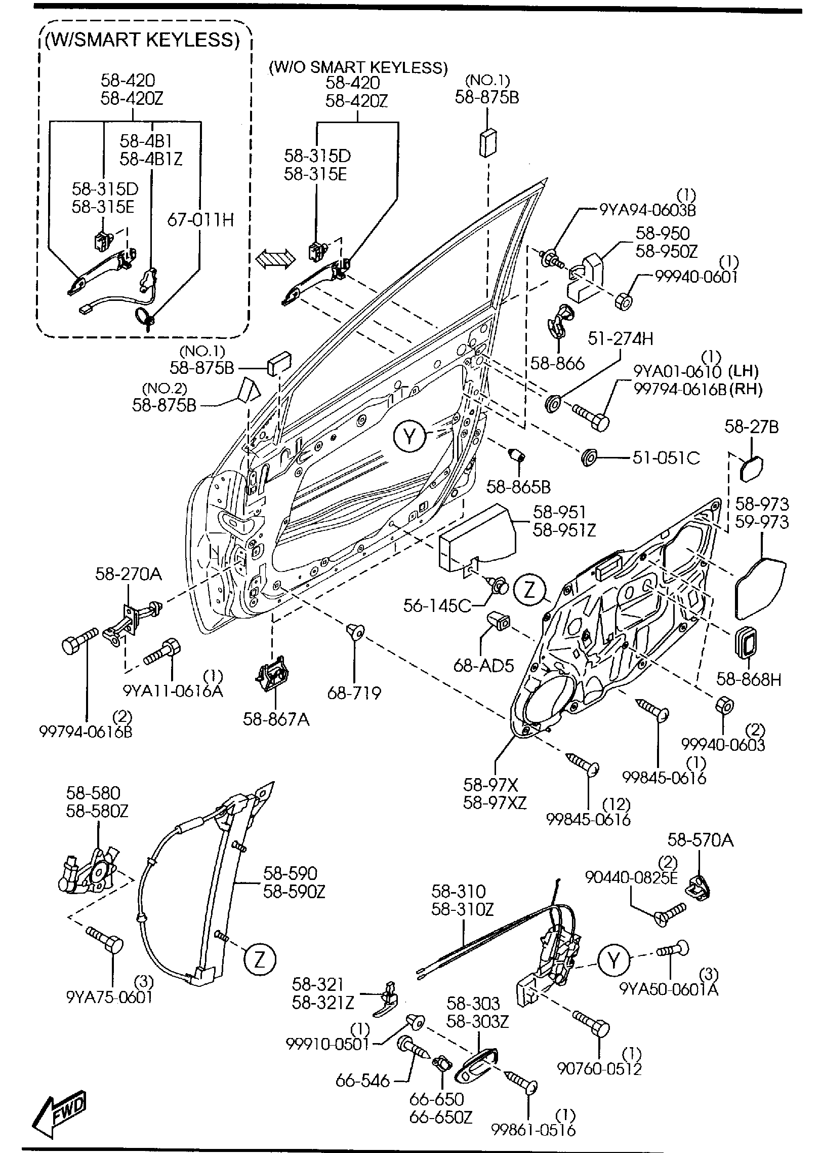 Diagram FRONT DOOR MECHANISMS for your 2015 Mazda MX-5 Miata   