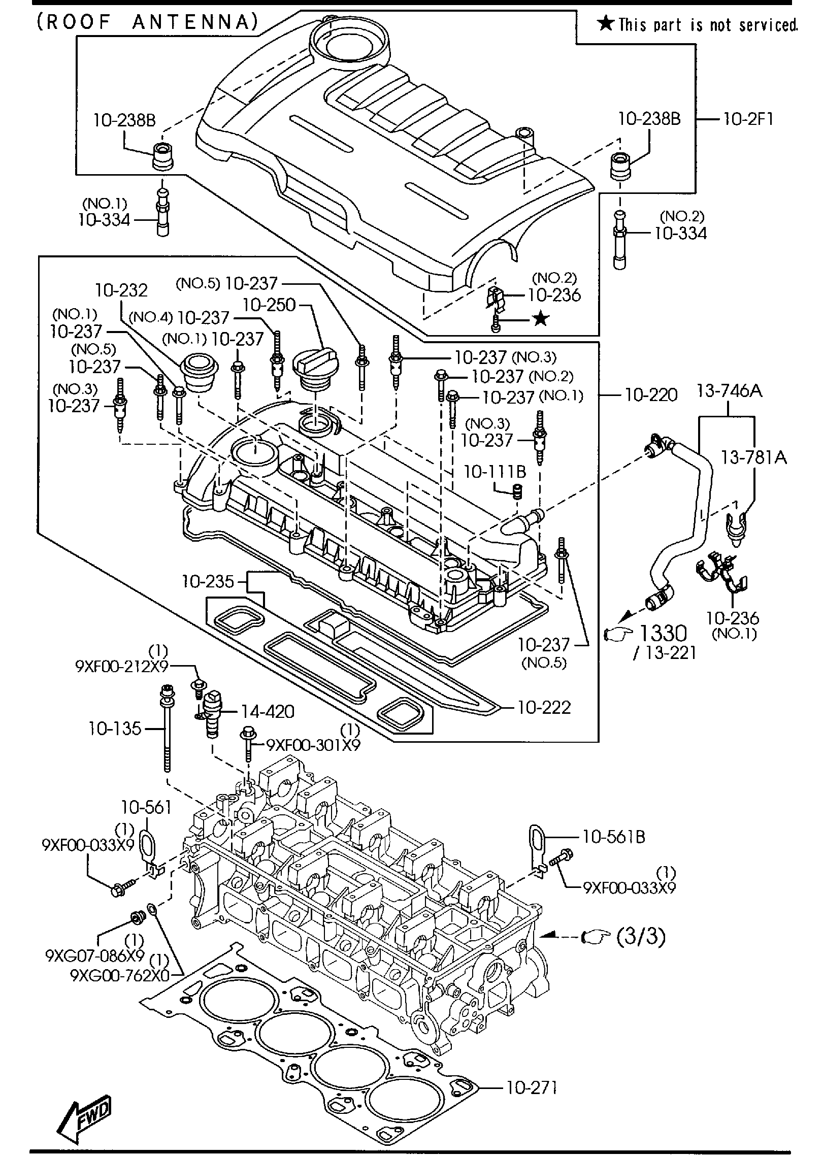 Diagram CYLINDER HEAD & COVER (2300CC) for your 2003 Mazda Tribute   