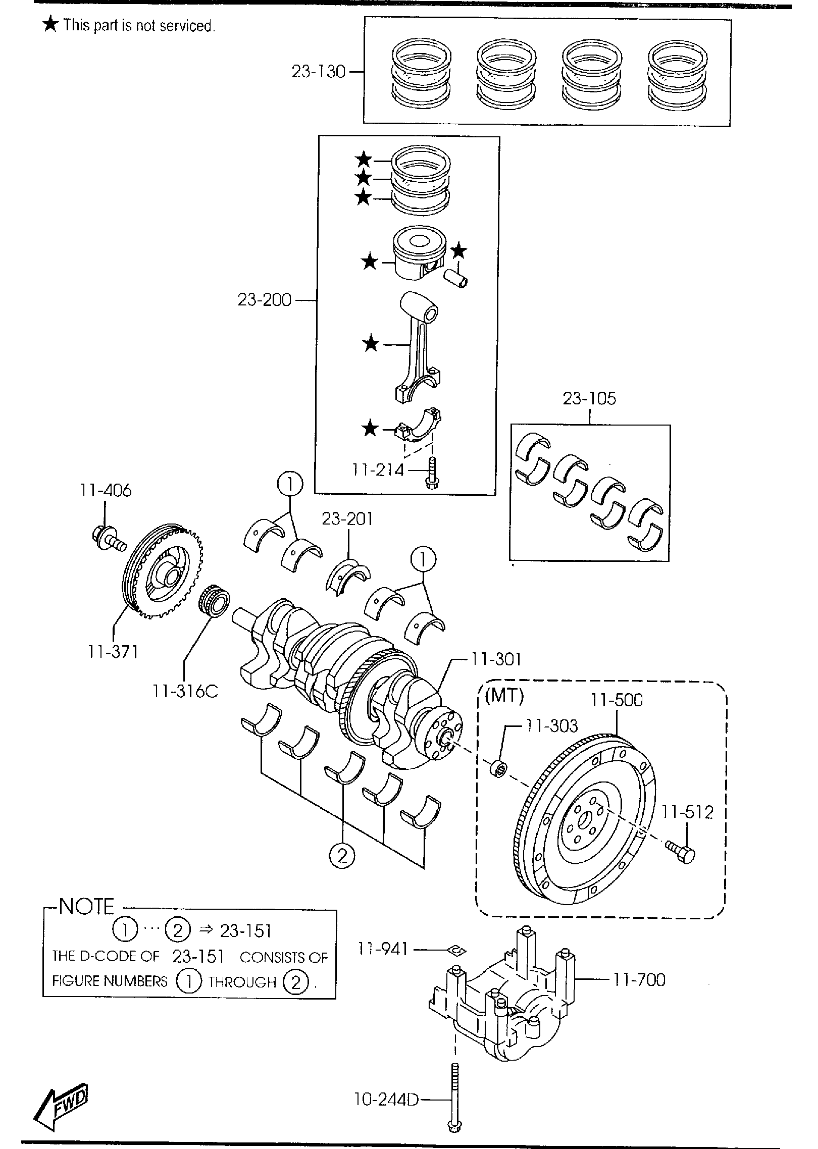 Diagram PISTON, CRANKSHAFT & FLYWHEEL (2300CC)('05 MODEL) for your 2007 Mazda MX-5 Miata  W/RETRACTABLE HARD TOP BASE 