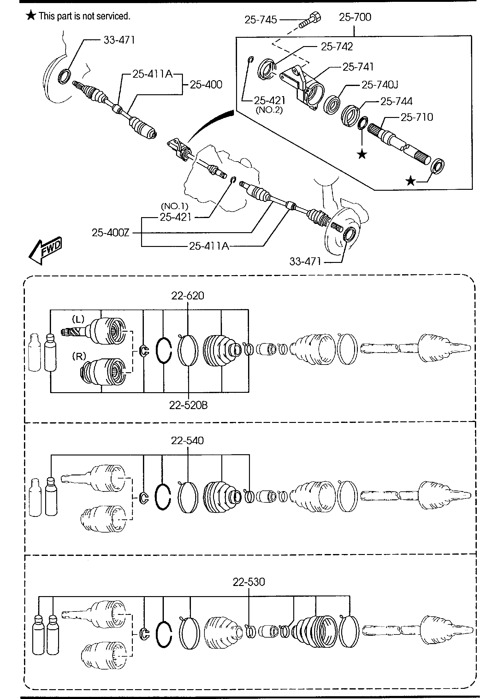 Diagram FRONT DRIVE SHAFTS (2300CC)(SEDAN) for your 2015 Mazda Mazda3 2.0L MT 2WD HATCHBACK IGT (VIN Begins: 3MZ) 