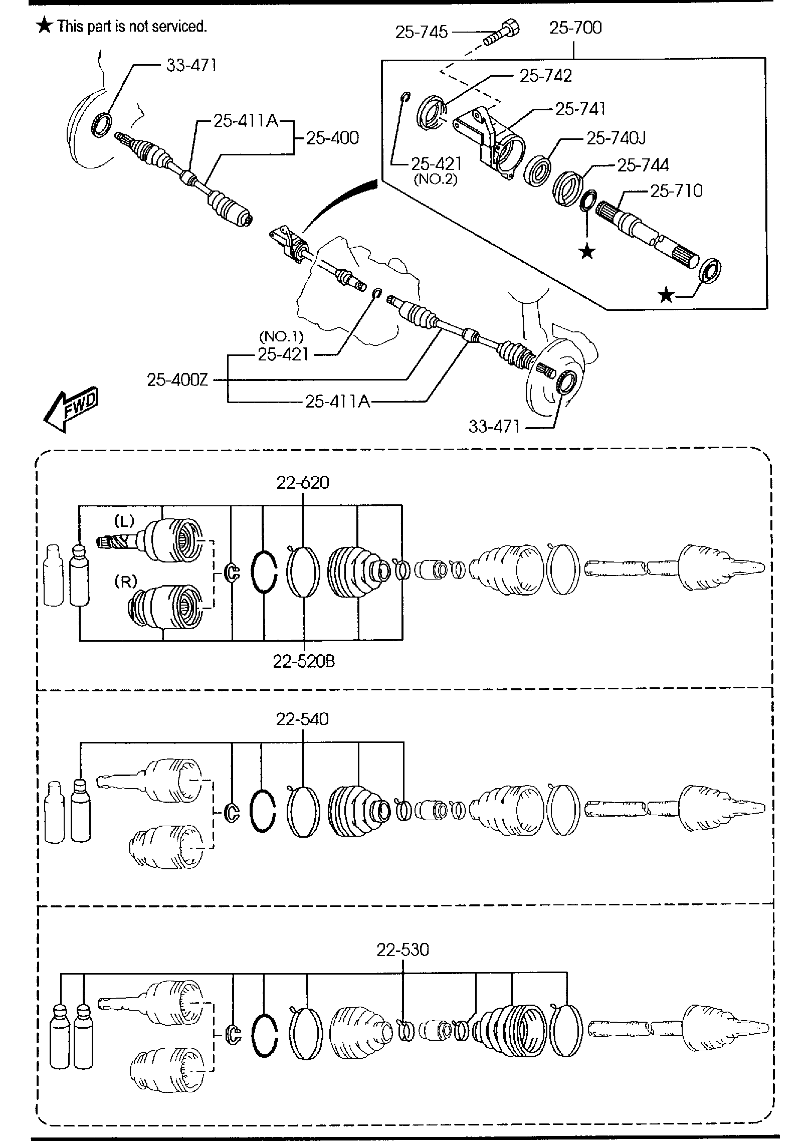 Diagram FRONT DRIVE SHAFTS (2300CC)(HATCHBACK) for your 2022 Mazda Mazda3  SEDAN BASE (VIN Begins: JM1) 