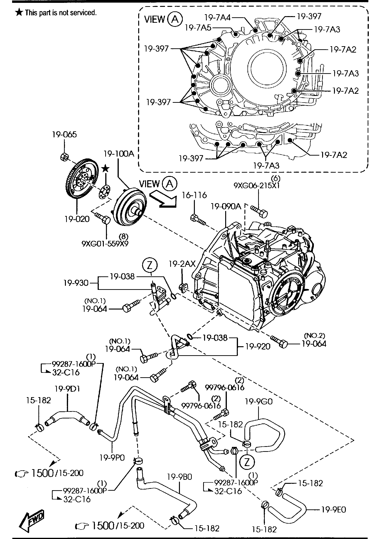 Diagram AUTOMATIC TRANSMISSION TORQUE CONVERTER, OIL PUMP & PIPINGS (6-SPEED) for your Mazda