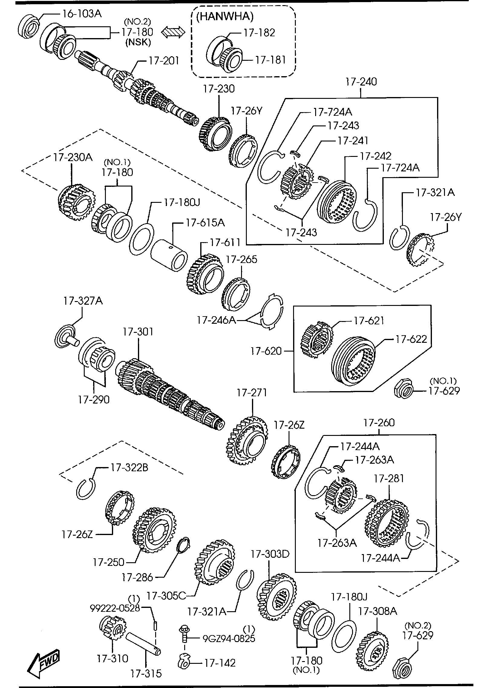 Diagram MANUAL TRANSMISSION GEARS (2300CC) for your Mazda