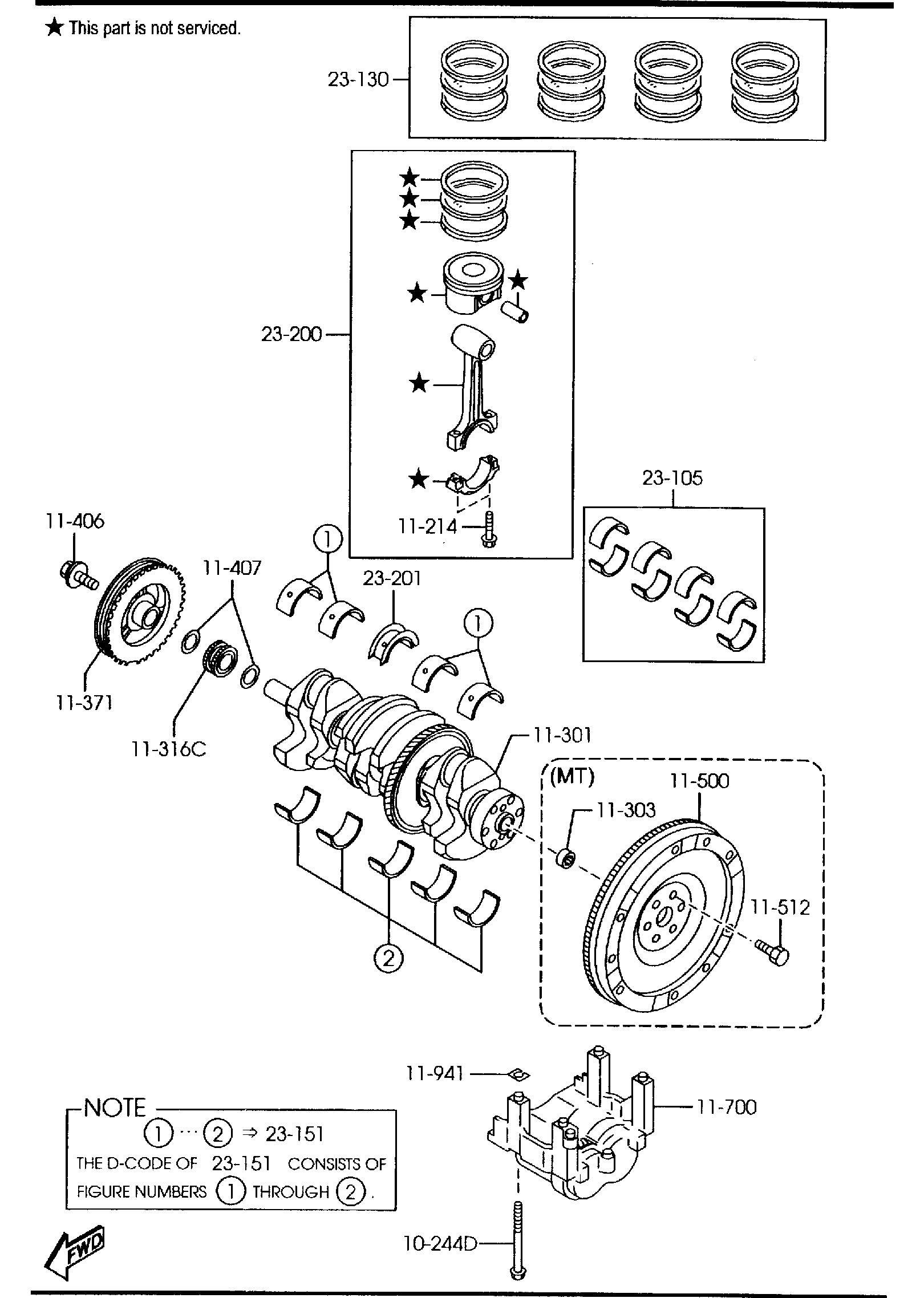 Diagram PISTON, CRANKSHAFT & FLYWHEEL (2300CC) for your 2006 Mazda Mazda6  SEDAN GRAND SPORT 