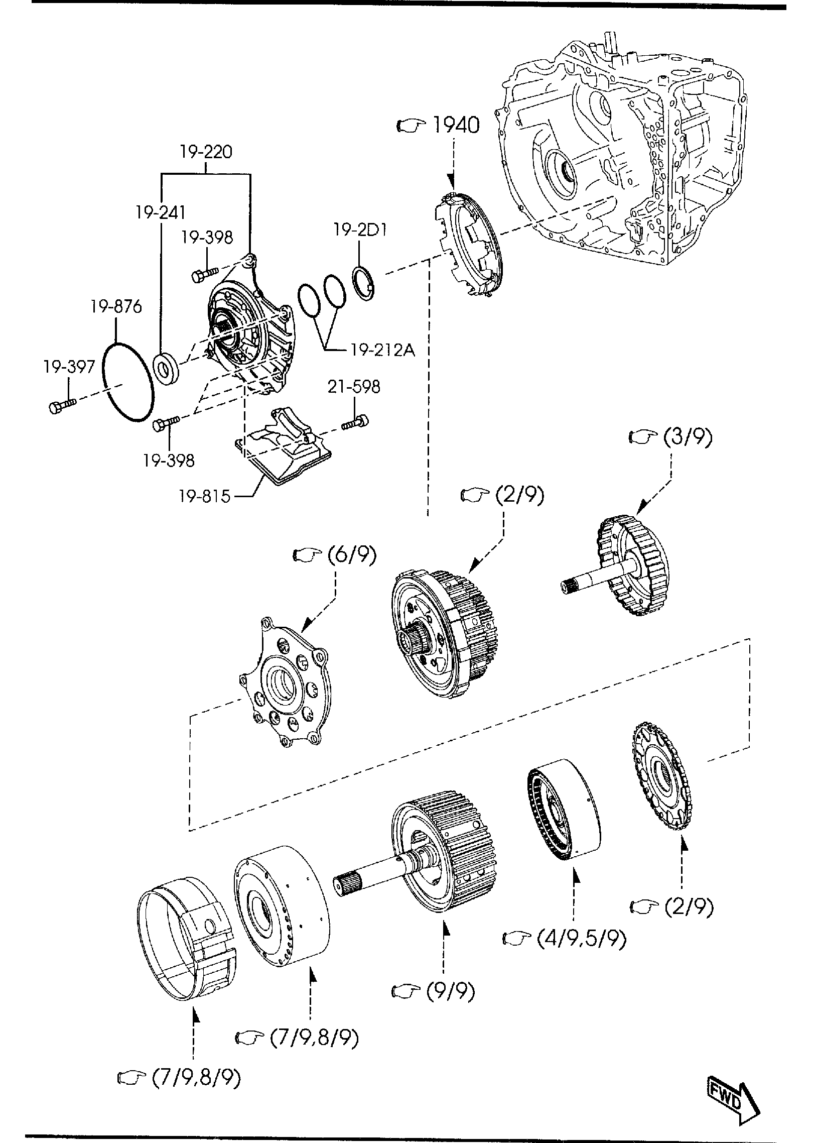 Diagram AUTOMATIC TRANSMISSION CLUTCHES & PLANETARY GEARS (6-SPEED) for your 2008 Mazda Mazda6  SEDAN GRAND TOURING 