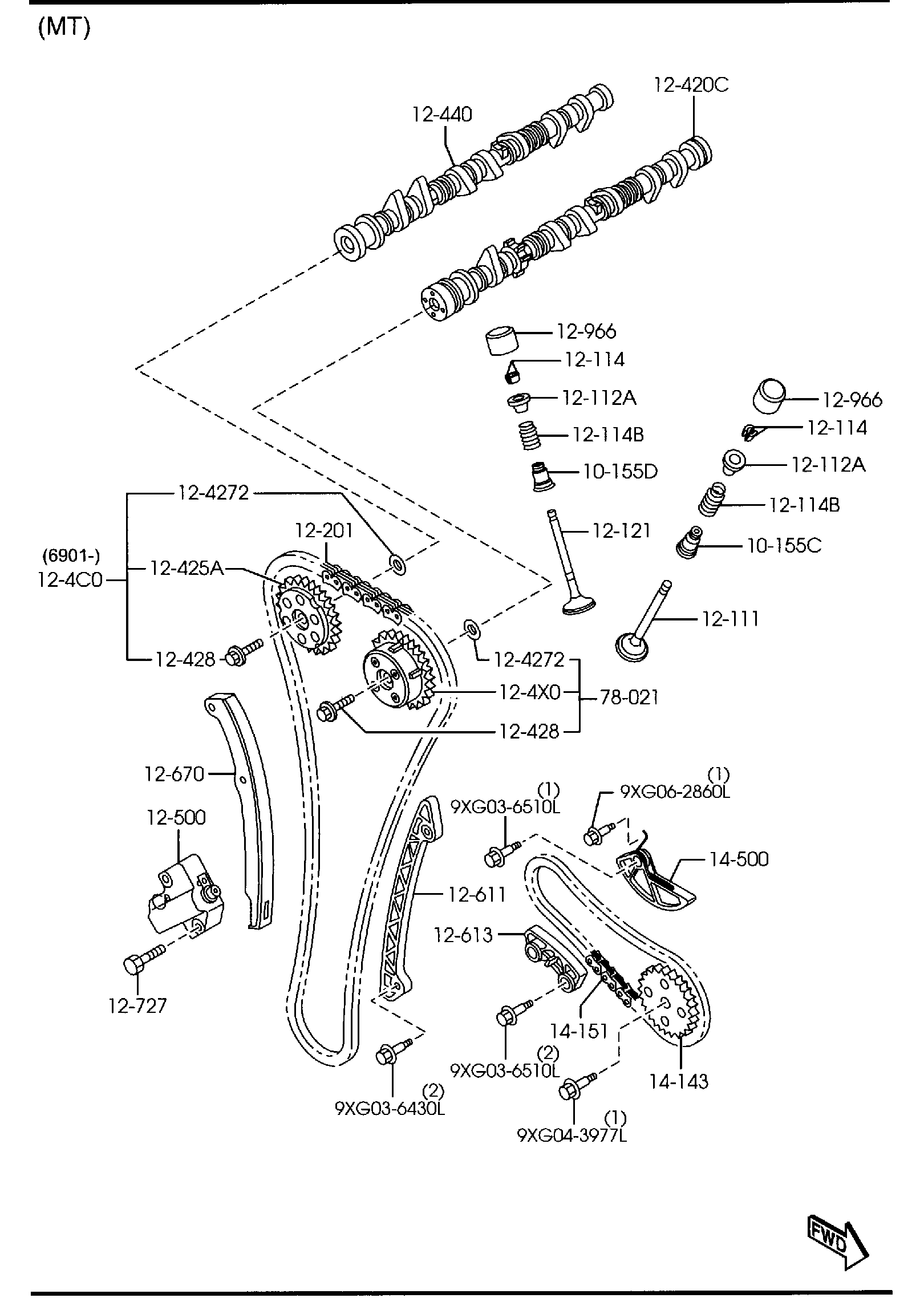 Diagram VALVE SYSTEM (2300CC) for your 2011 Mazda MX-5 Miata 2.0L MT W/RETRACTABLE HARD TOP P TOURING 