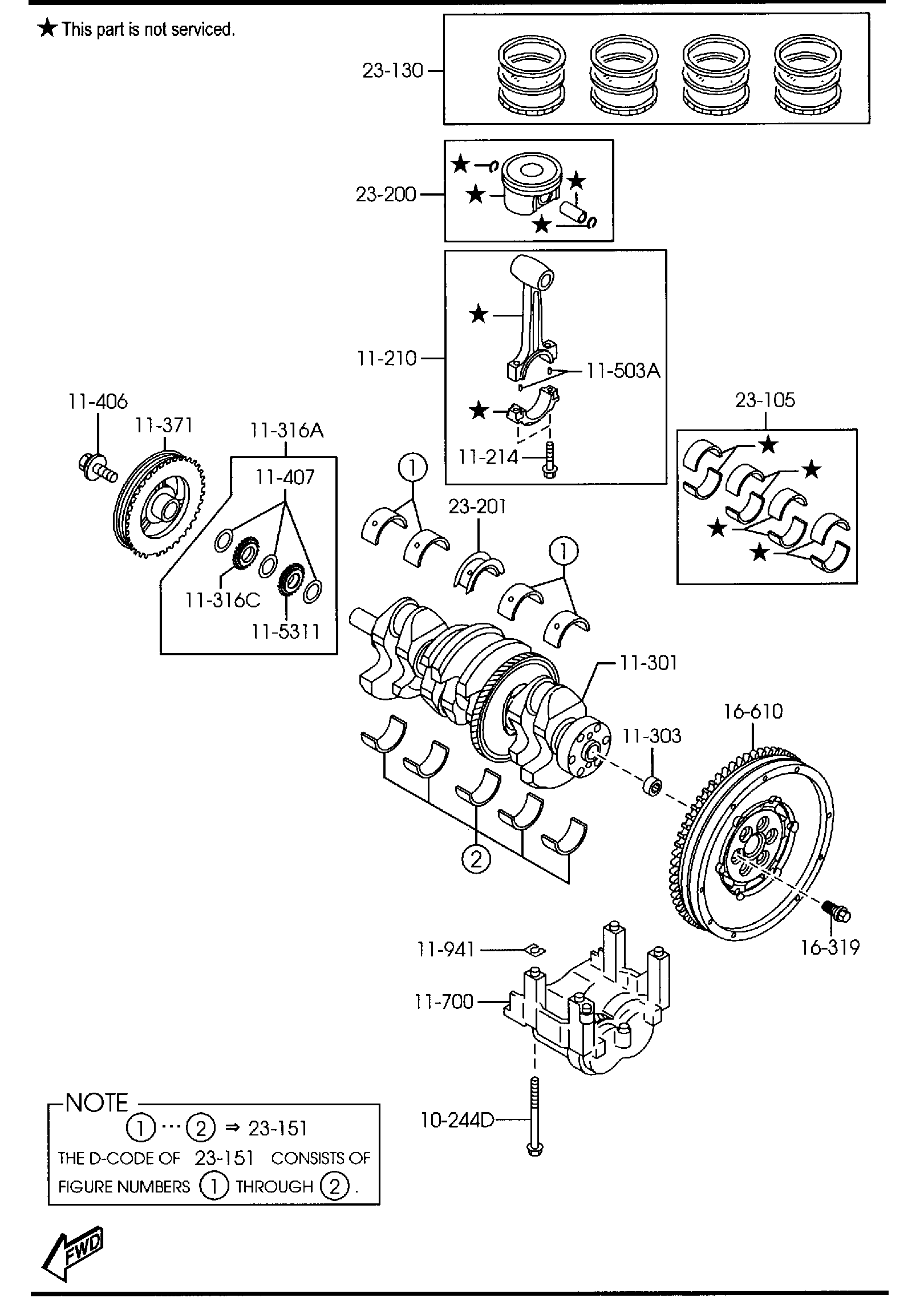 Diagram PISTON, CRANKSHAFT & FLYWHEEL for your 2011 Mazda Mazda6   